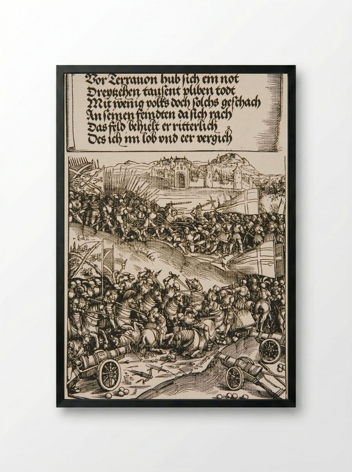 Battle of Guinegate - Wolf Traut - Framed Print Black