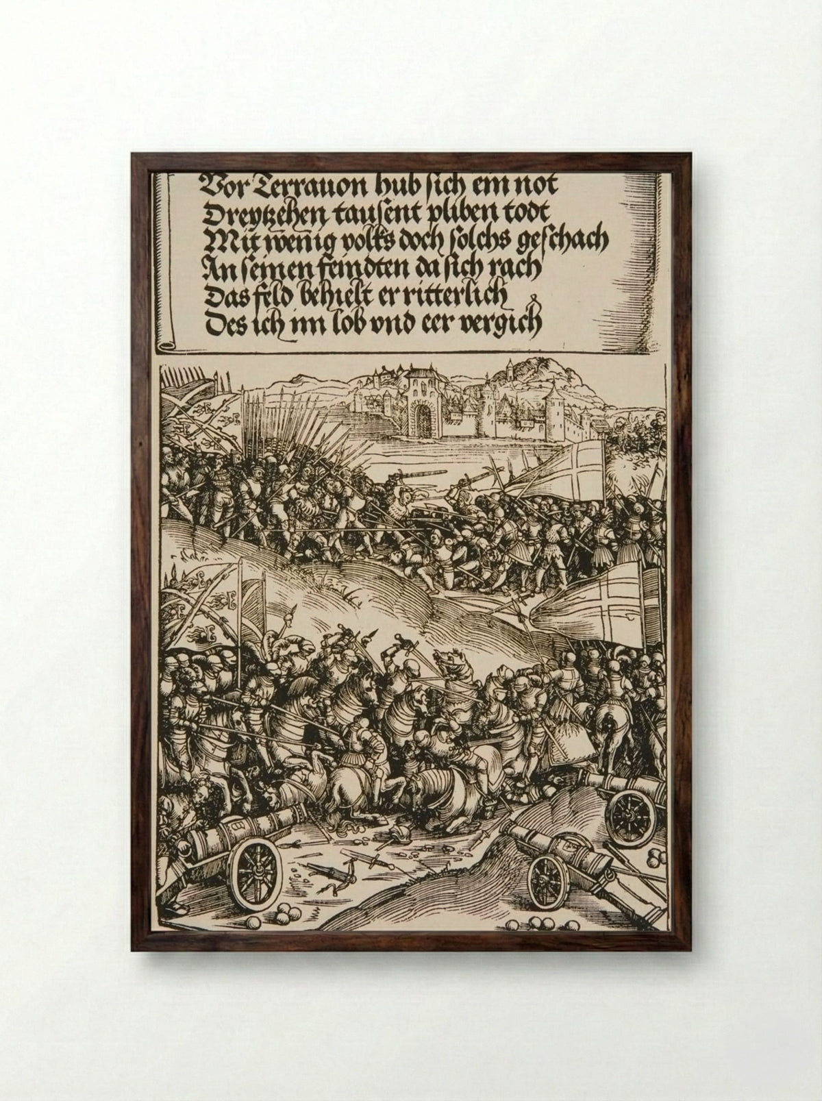 Battle of Guinegate - Wolf Traut - Framed Print Dark Wood