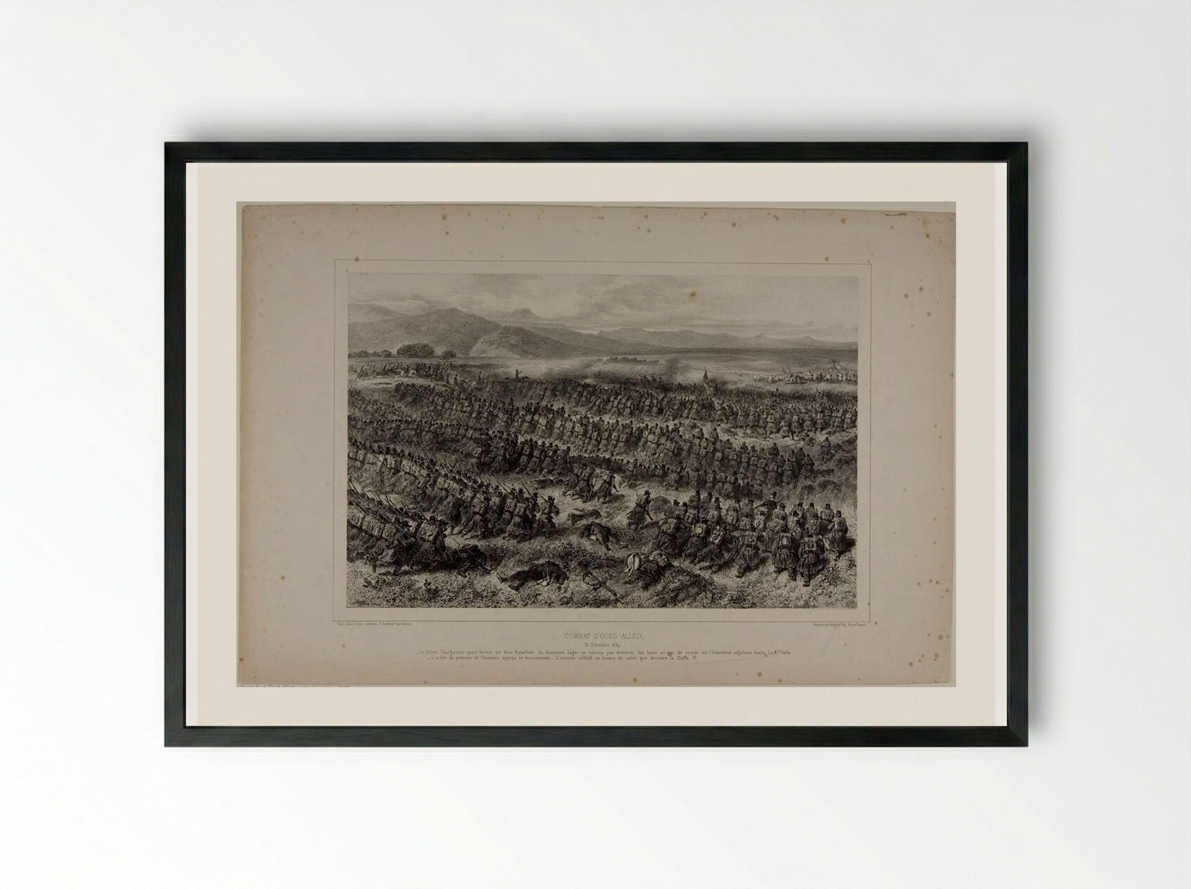 Battle of Oued-Alleg, December 31, 1839 - Denis-Auguste-Marie Raffet - Framed Print Black