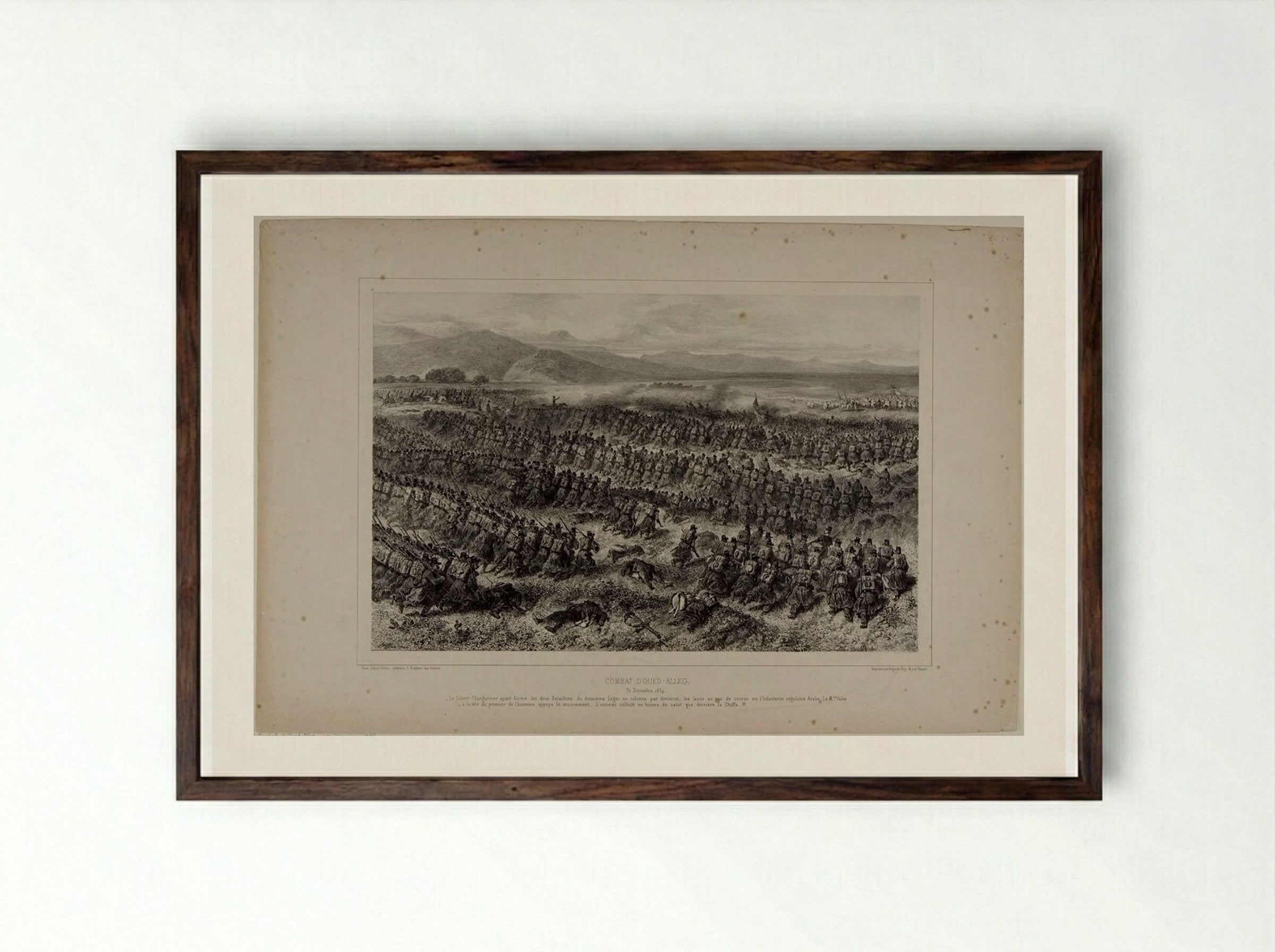 Battle of Oued-Alleg, December 31, 1839 - Denis-Auguste-Marie Raffet - Framed Print Dark Wood