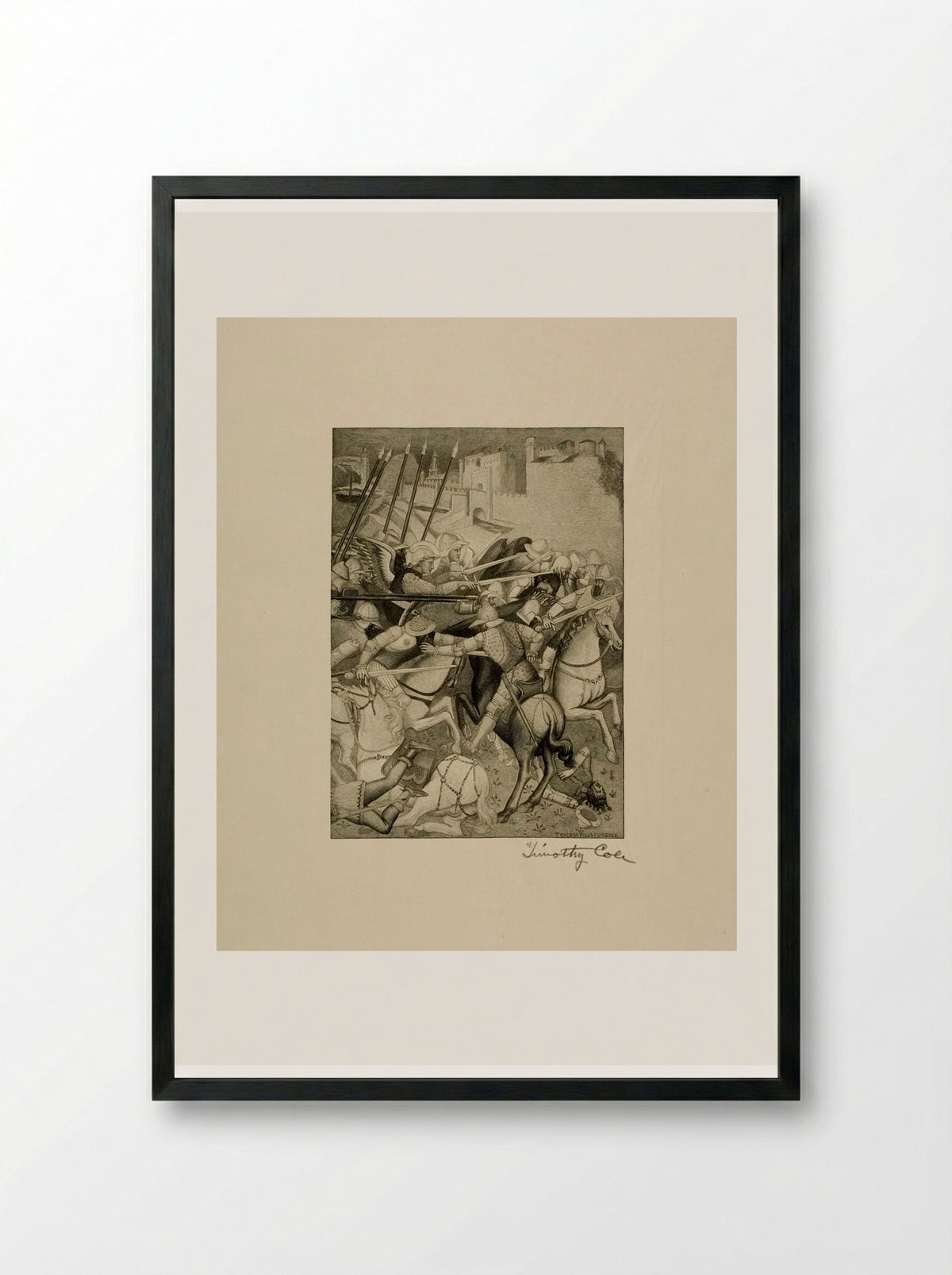 Battle of Saint Ephesius Against the Pagans of Sardinia - Timothy Cole - Framed Print Black