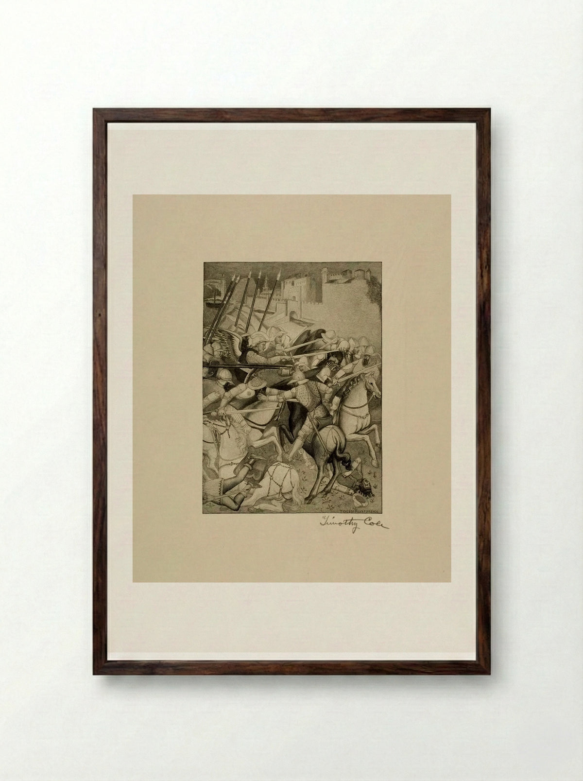 Battle of Saint Ephesius Against the Pagans of Sardinia - Timothy Cole - Framed Print Dark Wood
