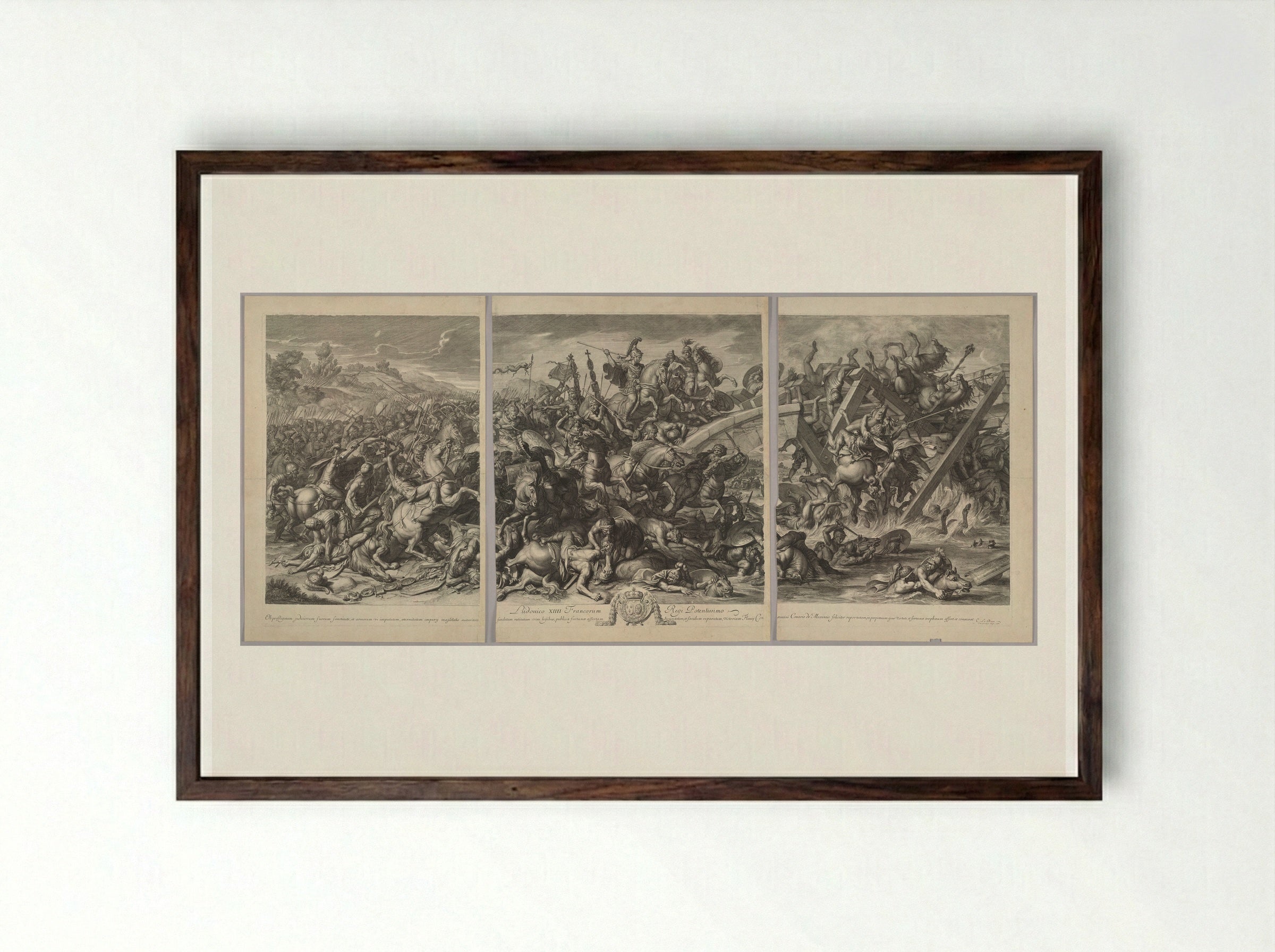 Battle of the Milvian Bridge - Gérard Audran - Framed Print Dark Wood