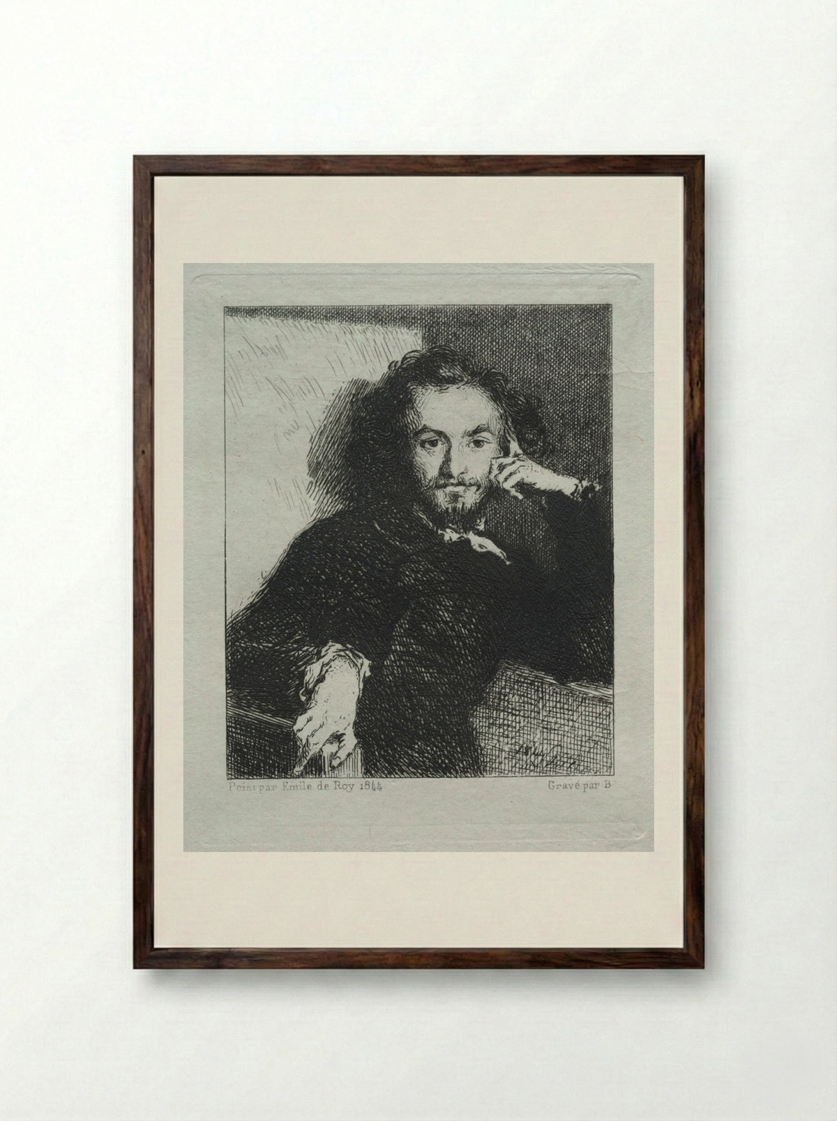 Baudelaire, after Emil de Roy - Félix Bracquemond - Framed Print Dark Wood