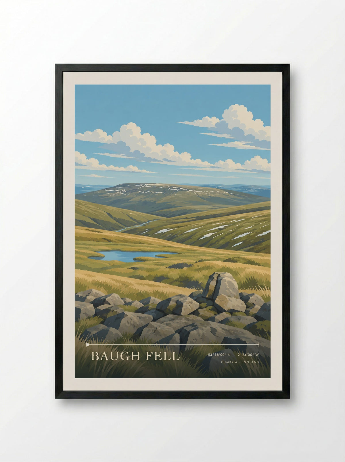 Baugh Fell, Cumbria | Travel Poster - Framed Print Black
