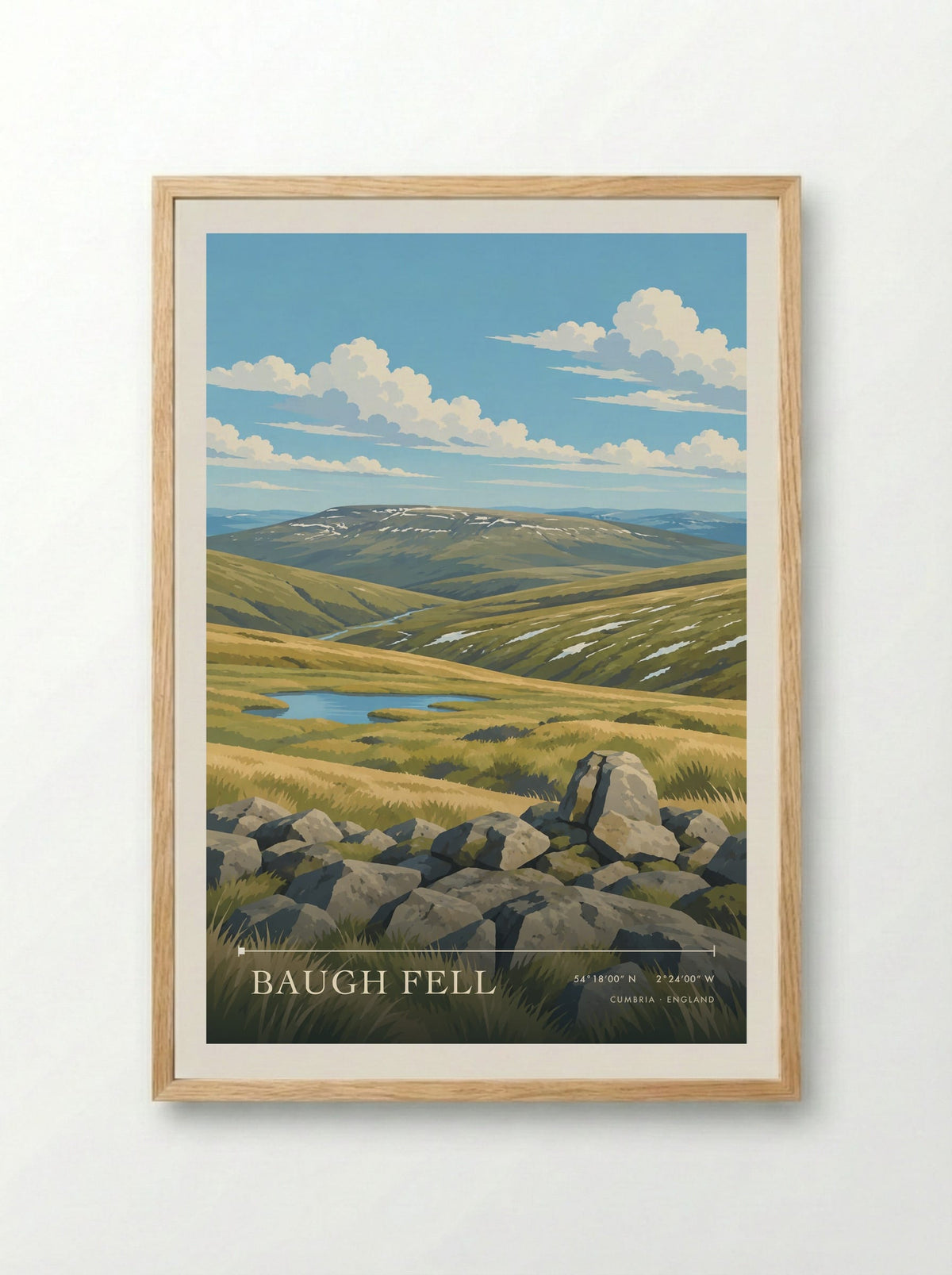 Baugh Fell, Cumbria | Travel Poster - Framed Print Wood