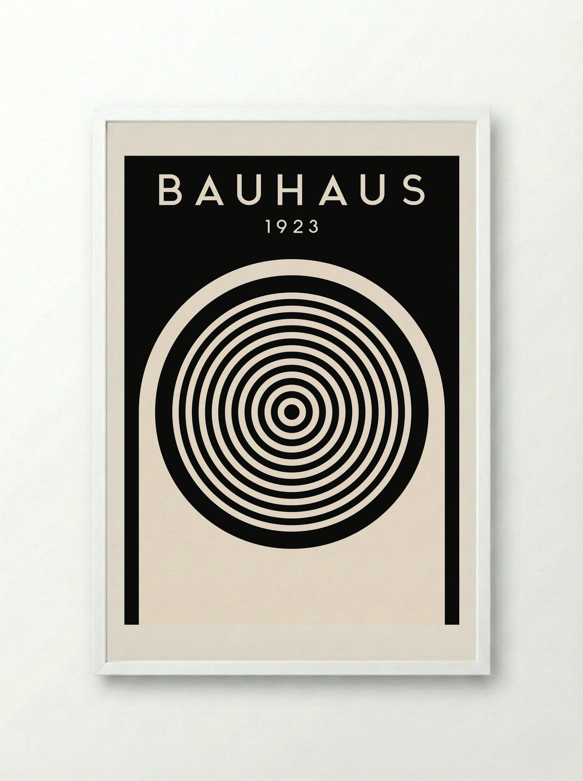 Bauhaus 1923 Concentric Circles – Monochrome - Framed Print White
