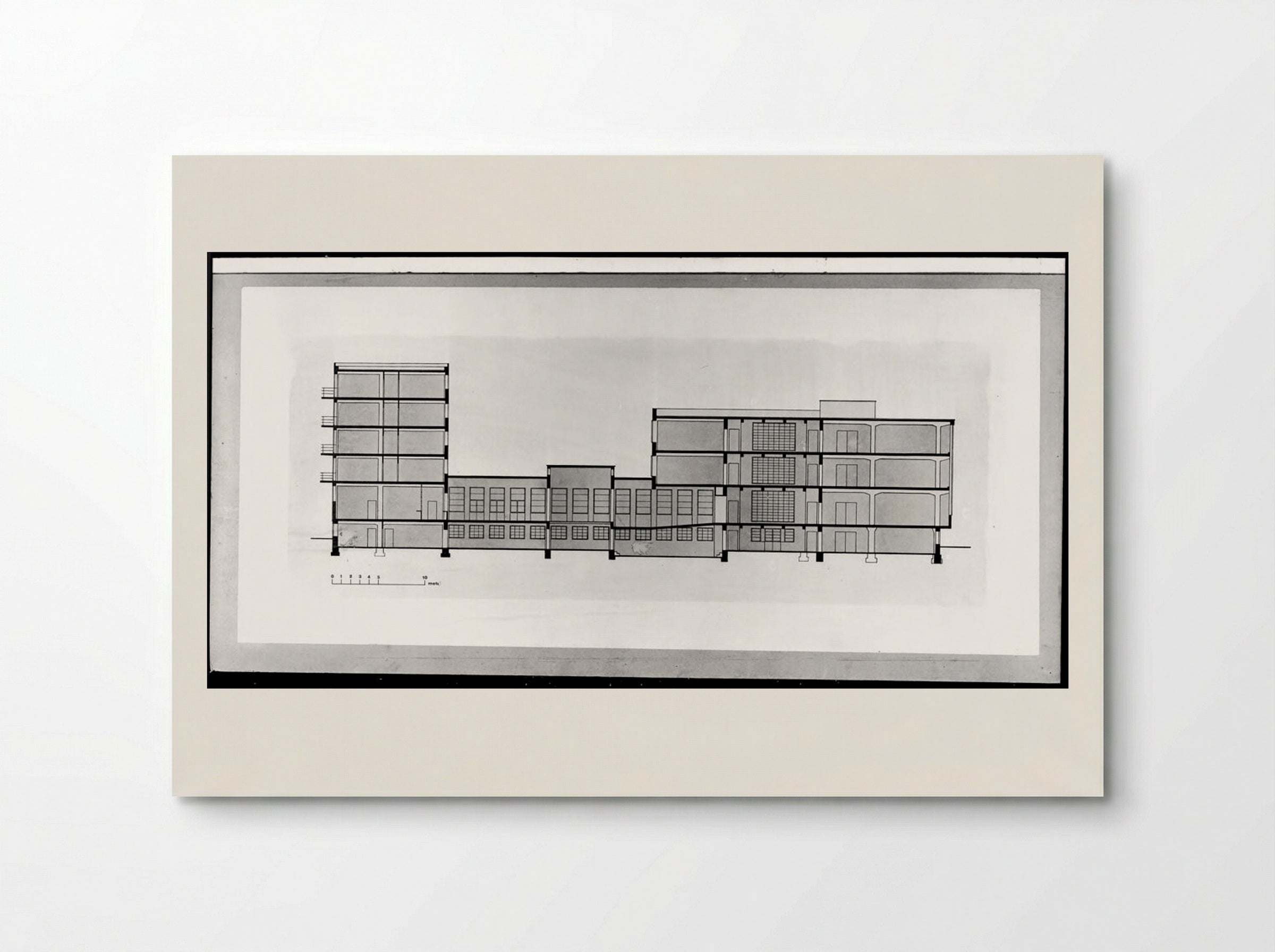 Bauhaus Building, Dessau: East-West Section - Walter Gropius - Poster