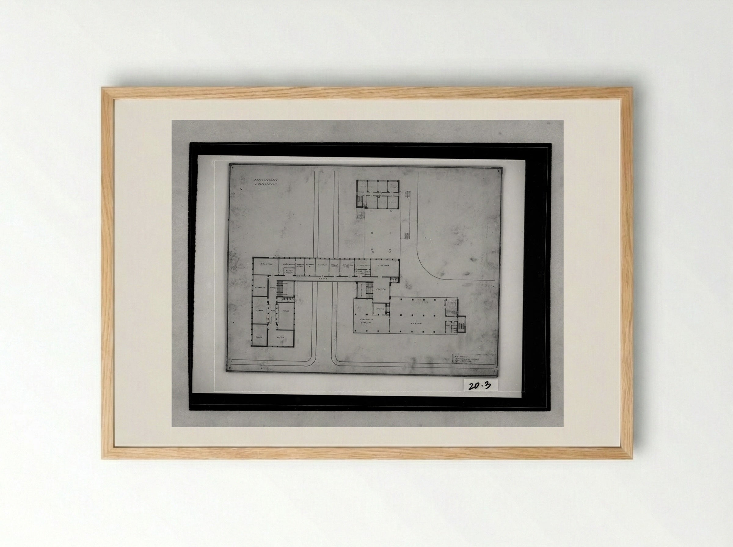 Bauhaus Building, Dessau: First Floor Plan - Walter Gropius - Framed Print Wood