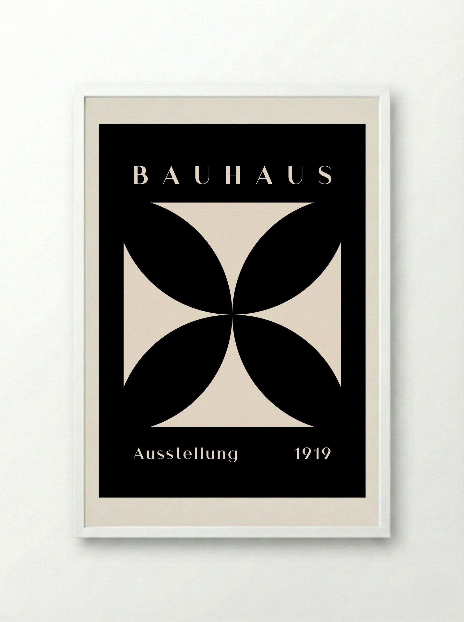 Bauhaus Cross Form - Black on Cream (1919) - Framed Print White
