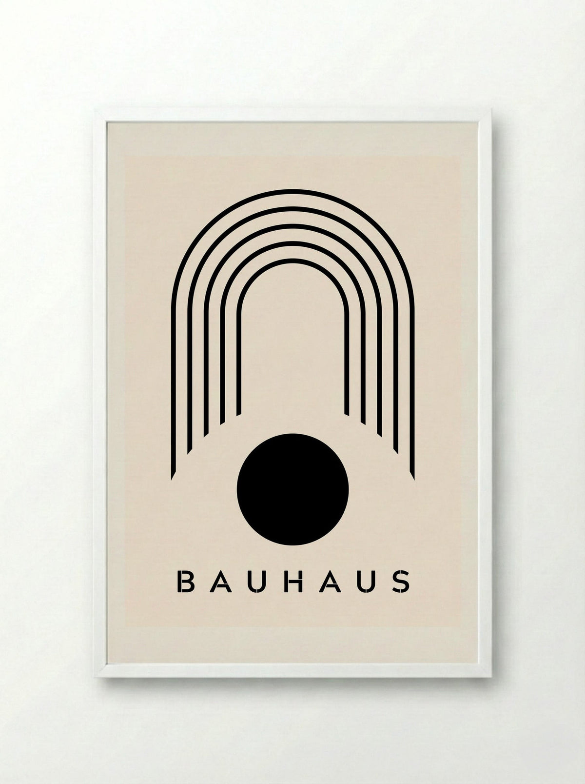 Bauhaus Geometric Eclipse - Framed Print White