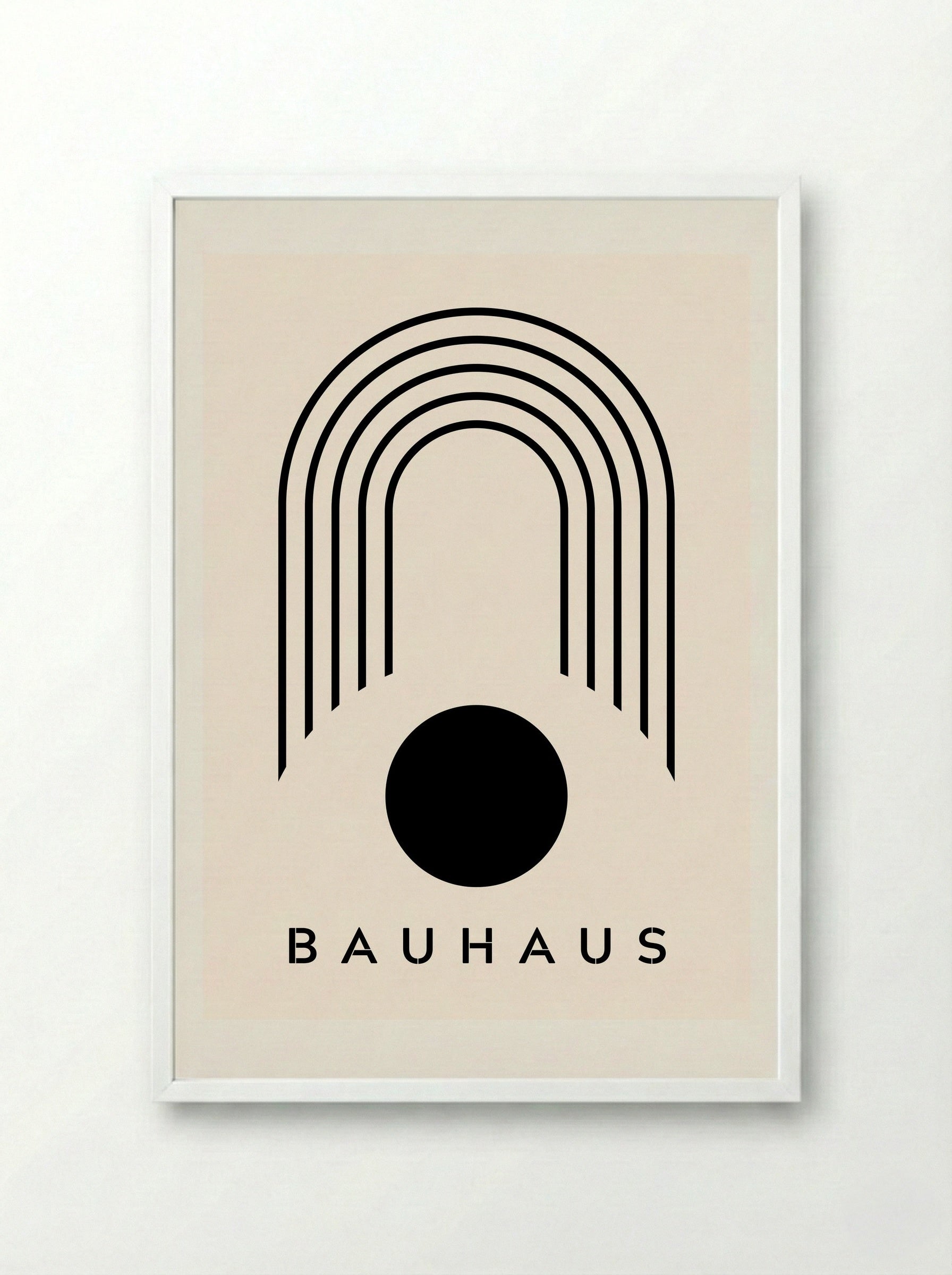 Bauhaus Geometric Eclipse - Framed Print White