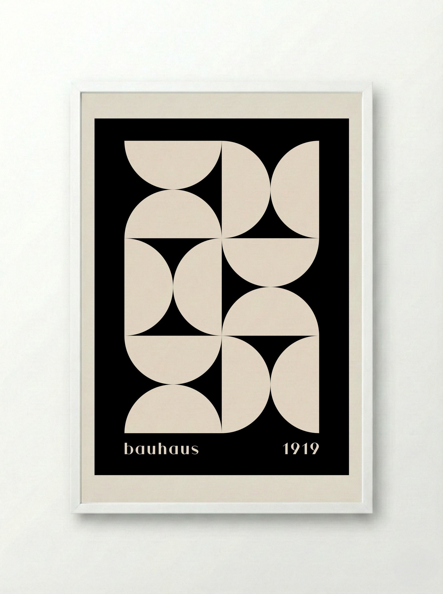 Bauhaus Geometrika (1919) in Neutral Black - Framed Print White