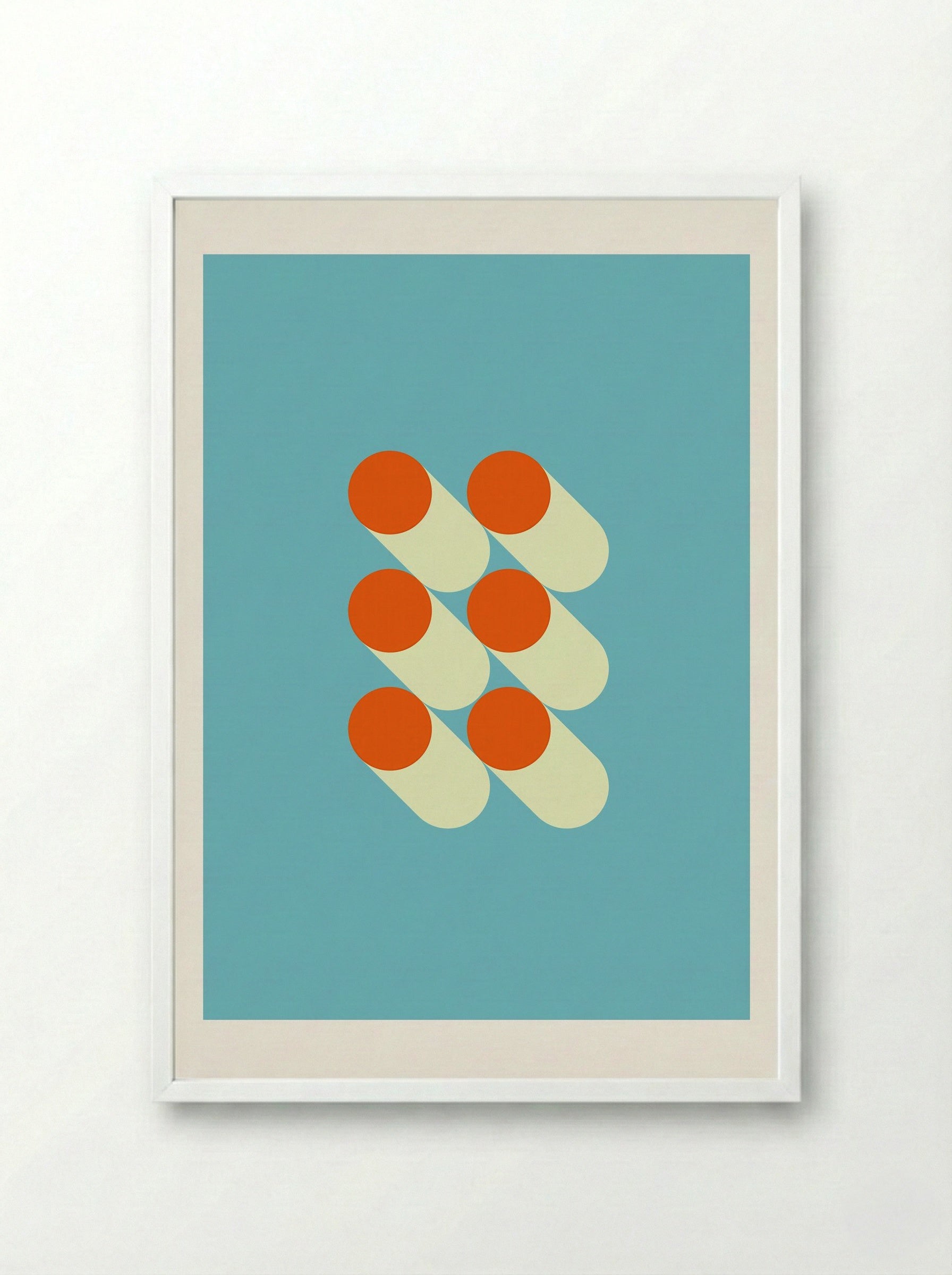 Bauhaus Grid Shadows - Modernist Art Print - Framed Print White