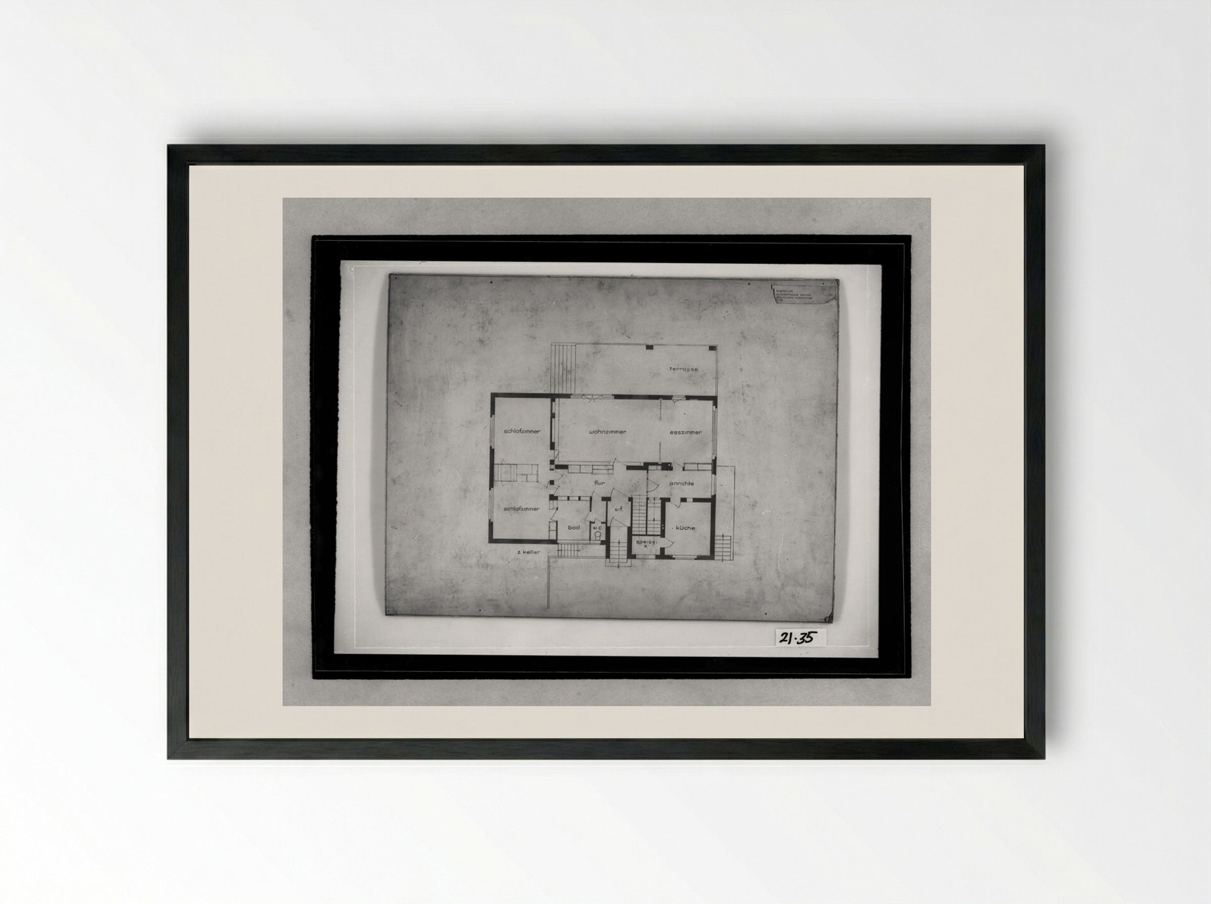 Bauhaus Masters' Housing, Dessau: Director's House Ground Floor Plan - Walter Gropius - Framed Print Black