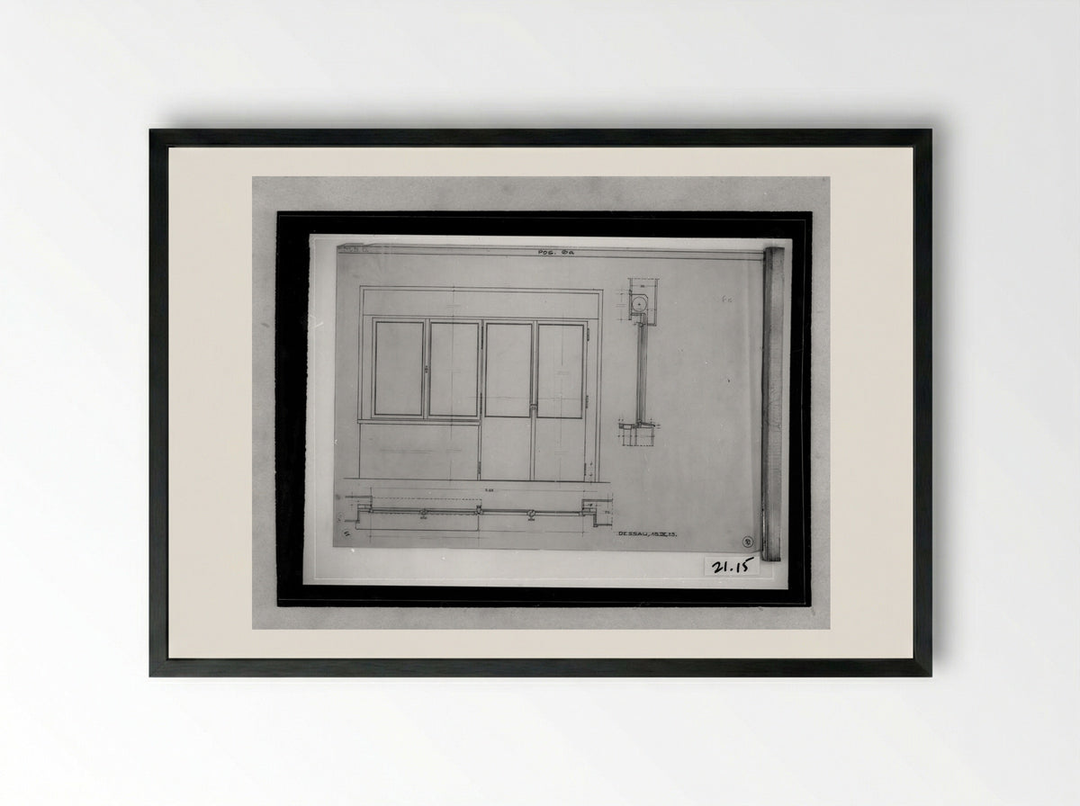 Bauhaus Masters' Housing, Dessau: Terrace windows and doors - Walter Gropius - Framed Print Black