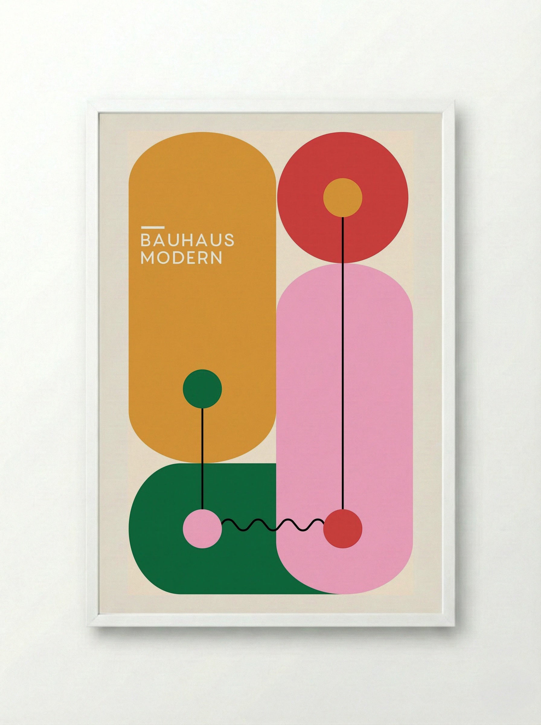 Bauhaus Modern Composition – Primary Abstract - Framed Print White