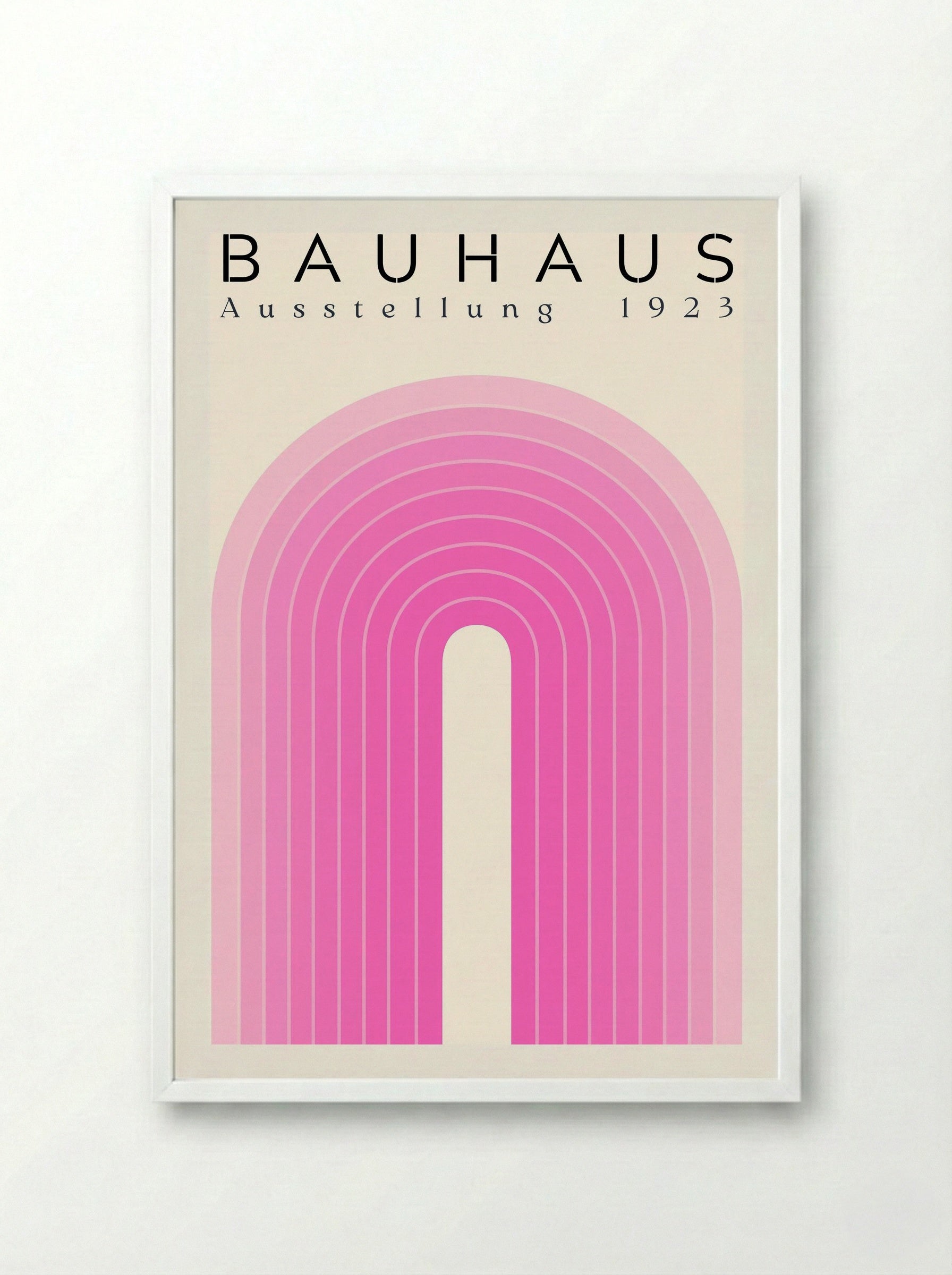 Bauhaus Pink Arch – 1923 Exhibition Poster - Framed Print White
