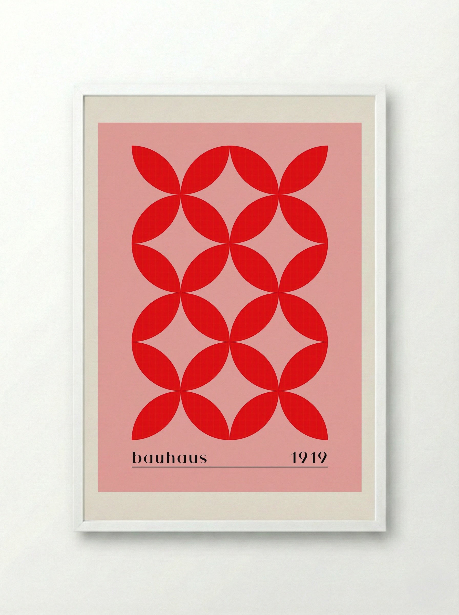 Bauhaus Red Petal Matrix - 1919 Exhibition Poster - Framed Print White