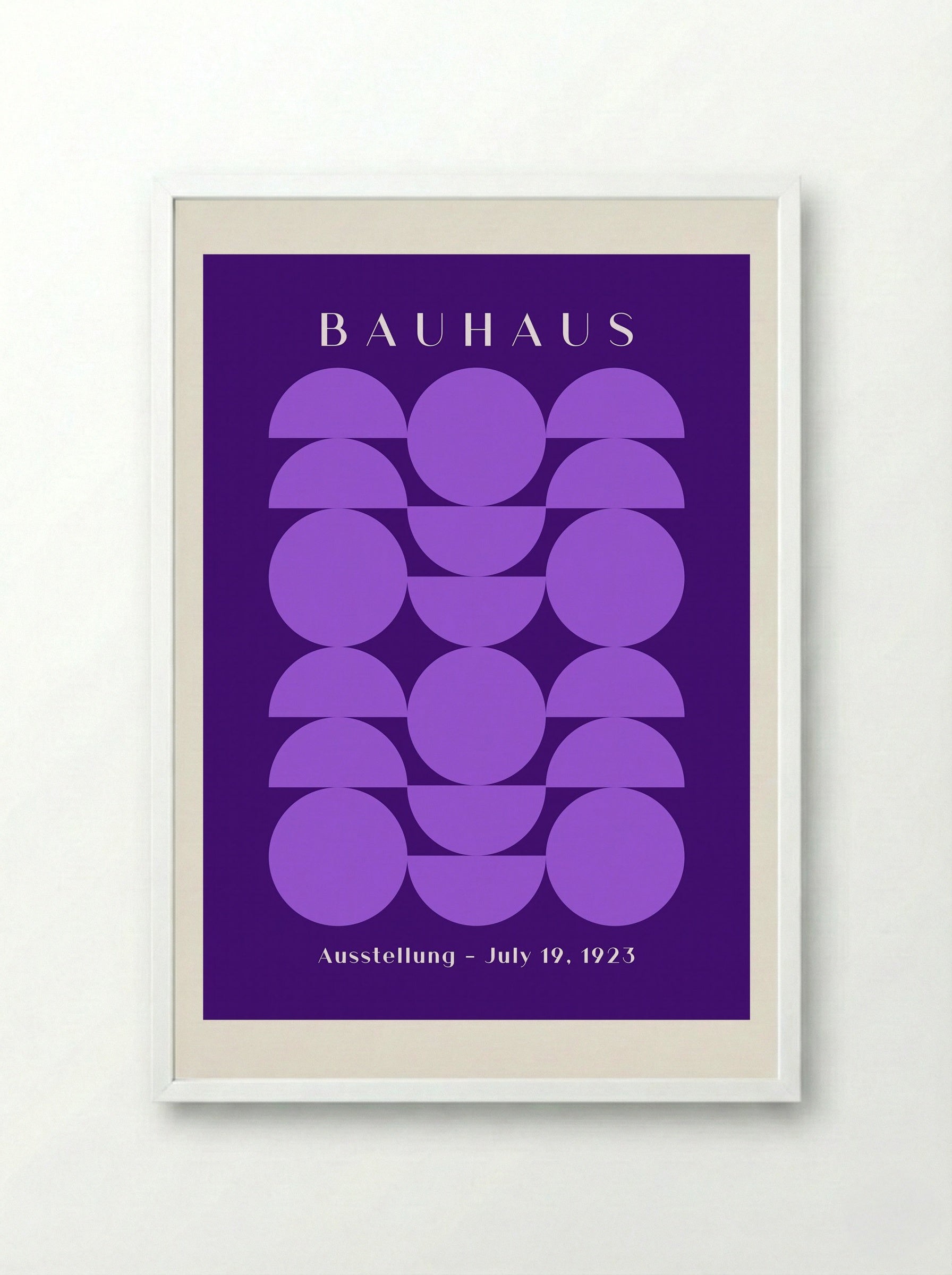 Bauhaus Symmetry in Violet - Geometric Poster - Framed Print White