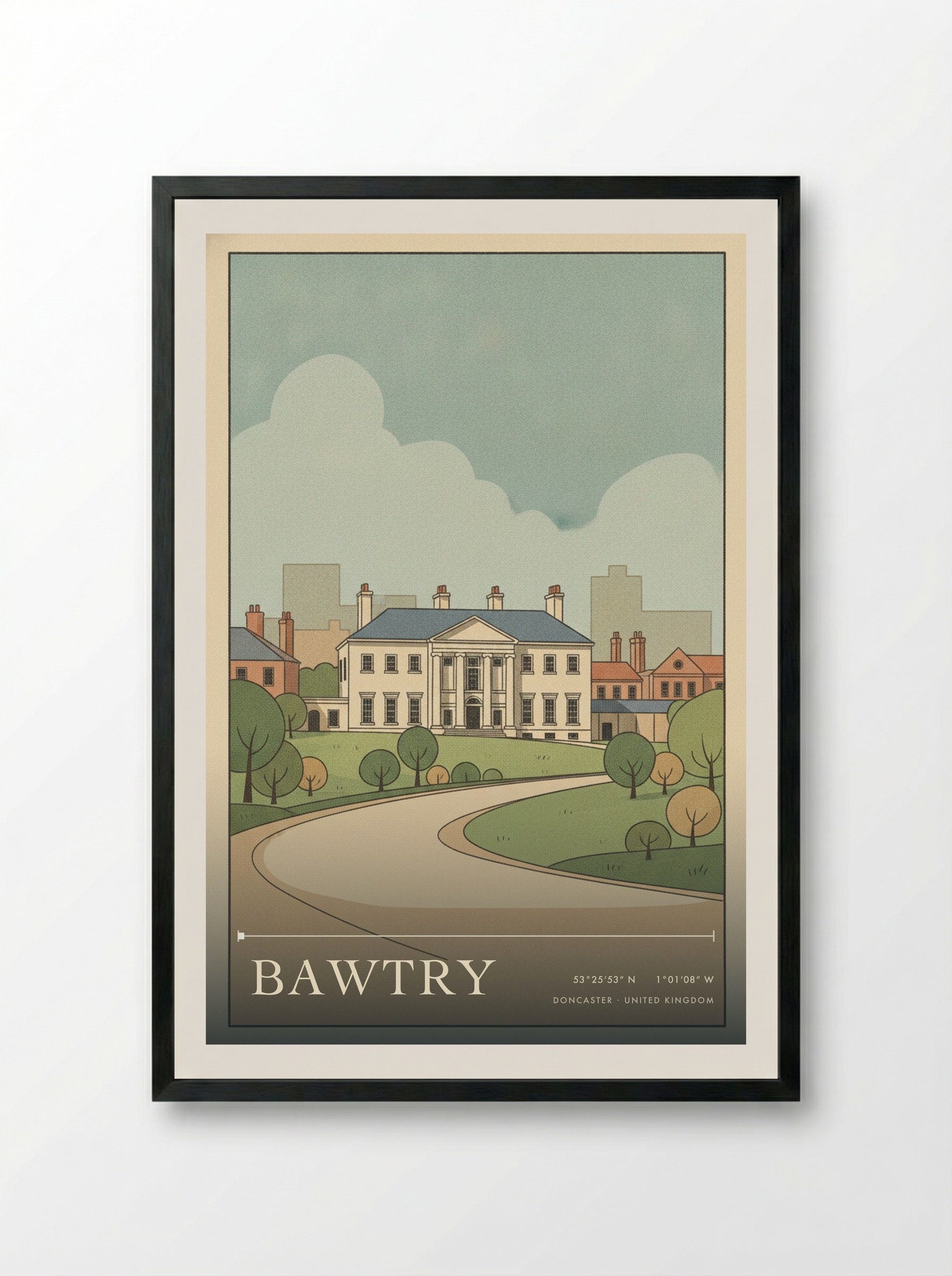 Bawtry Doncaster United Kingdom Travel Poster - Framed Print Black