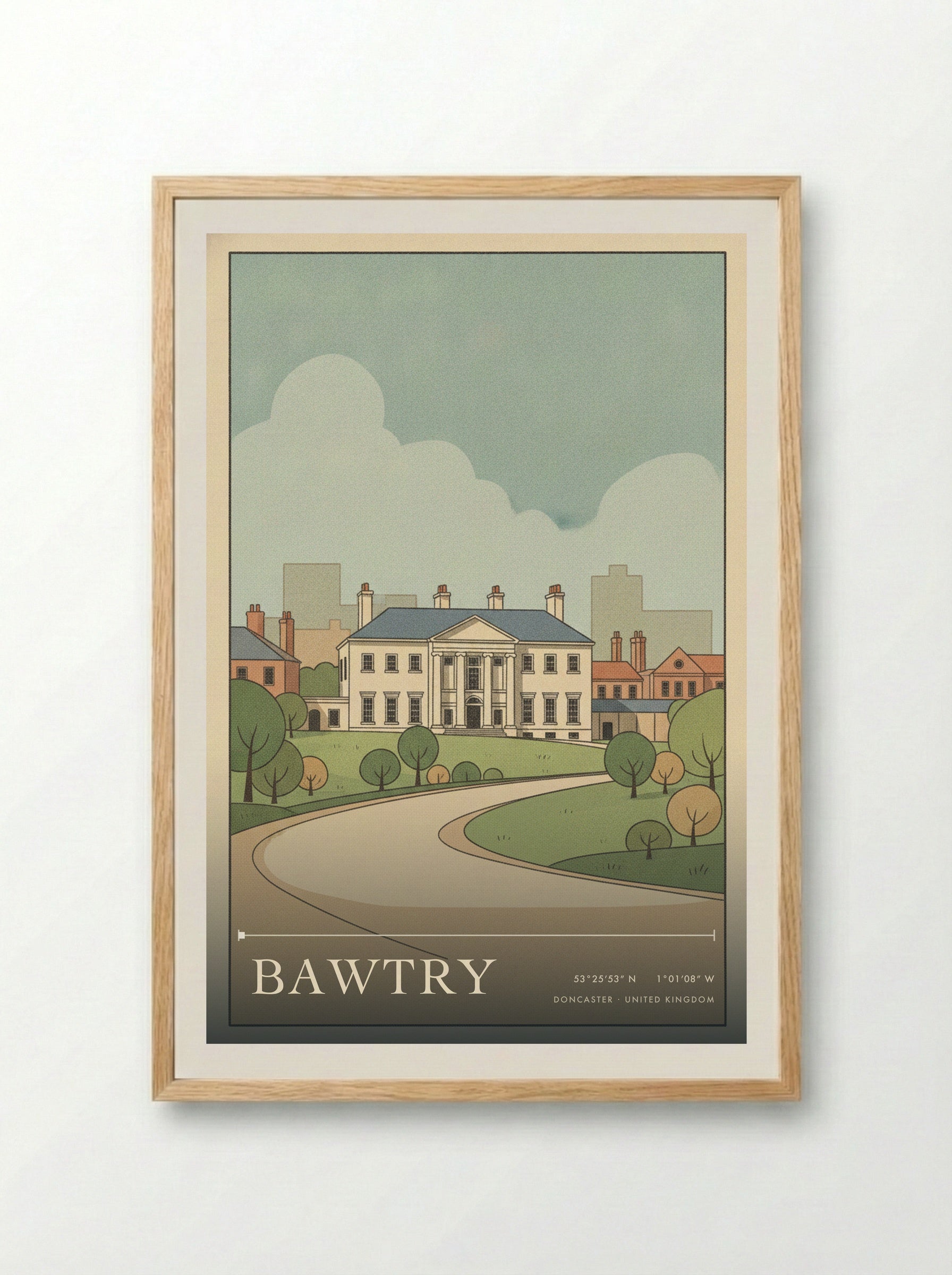 Bawtry Doncaster United Kingdom Travel Poster - Framed Print Wood