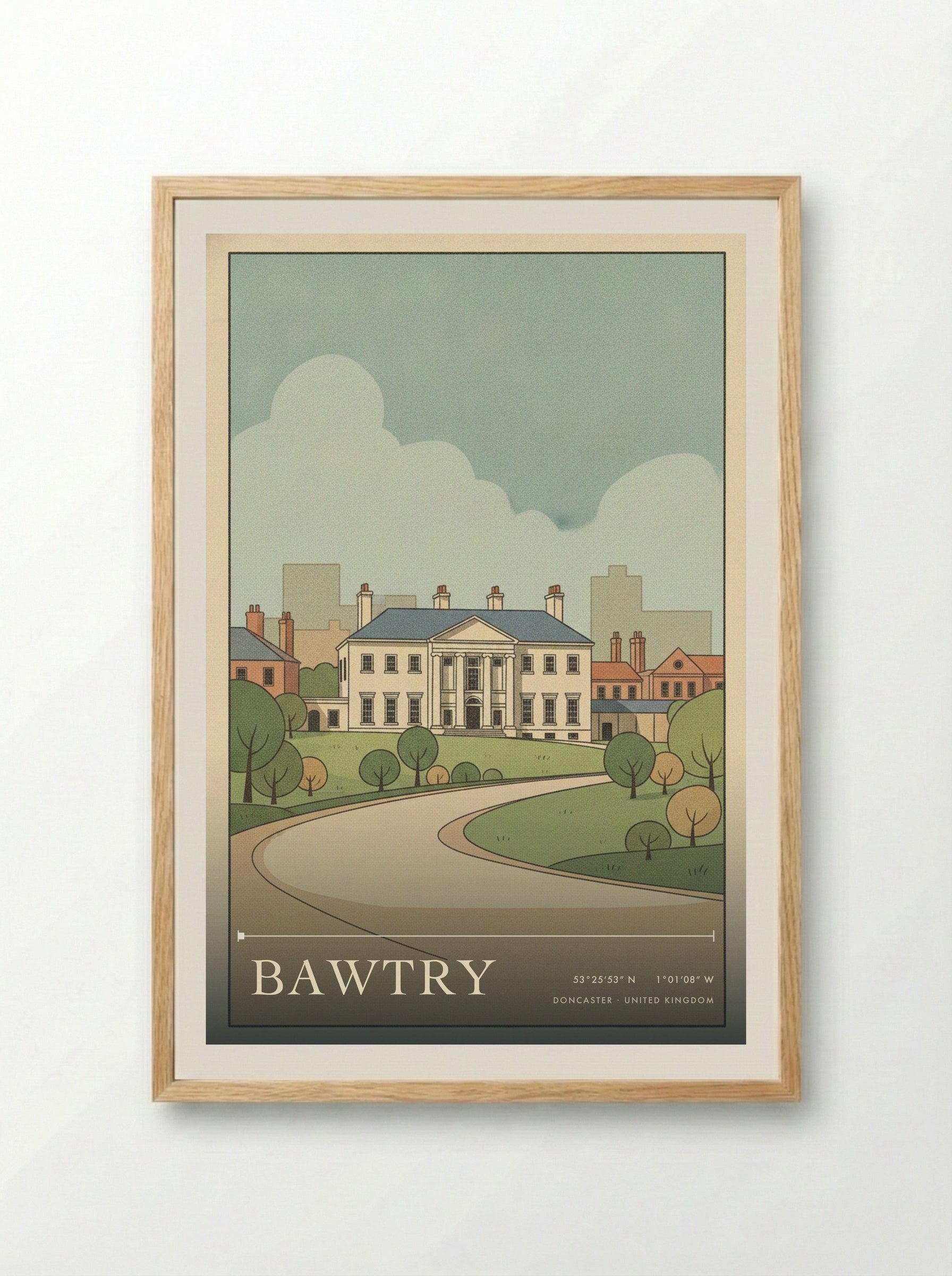 Bawtry Doncaster United Kingdom Travel Poster - Framed Print Wood