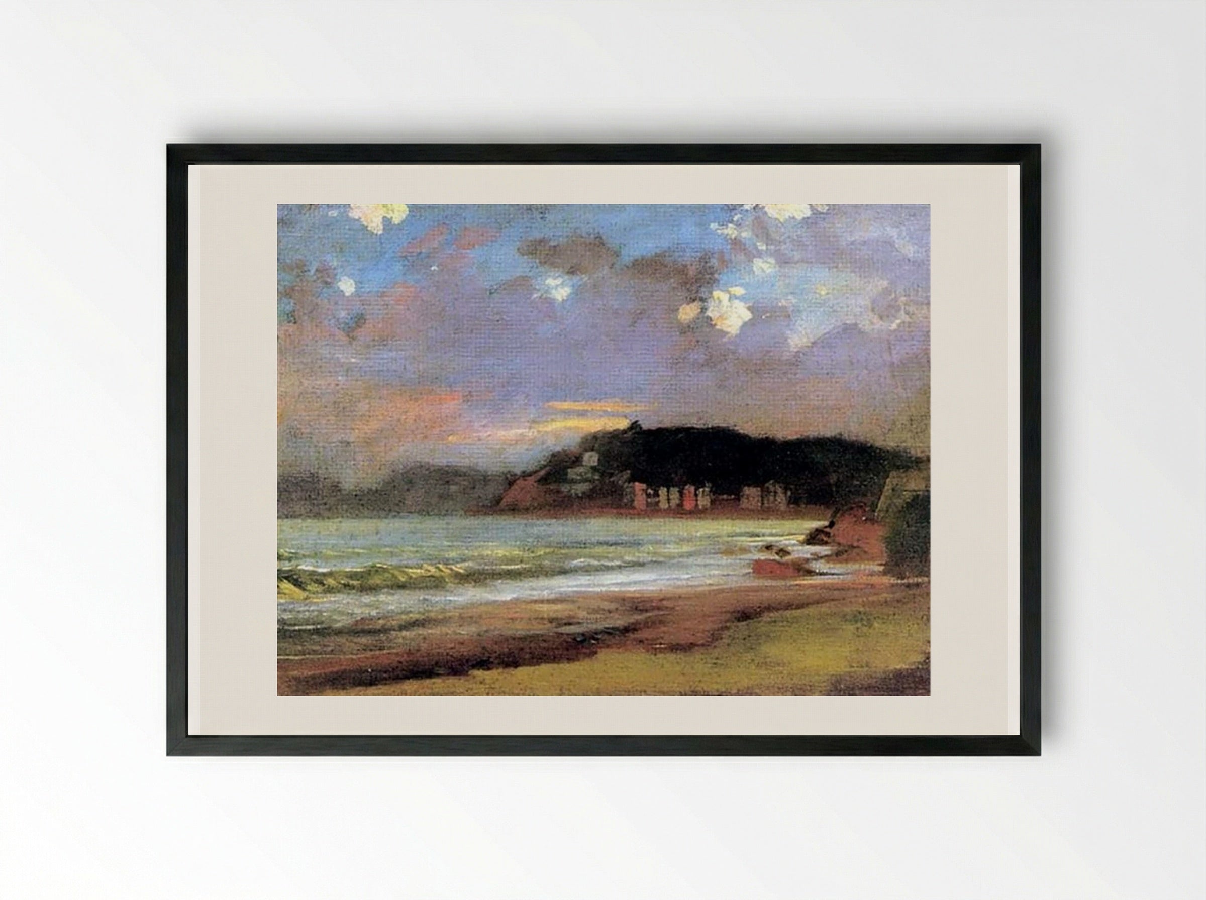 Bay in Livorno, Sunset - Nikolai Ge - Framed Print Black