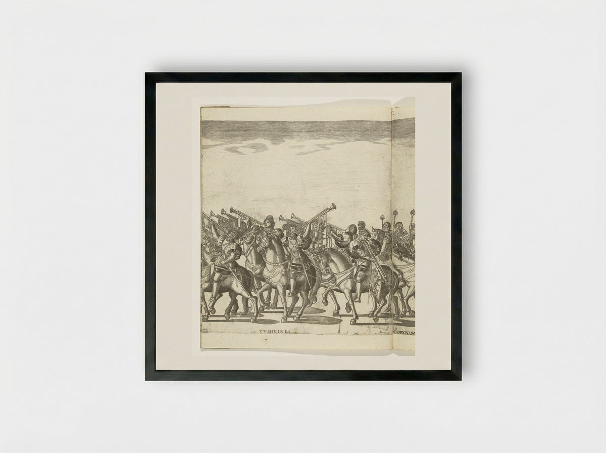 Bazuinen, plaat 12 (Tubicines) - Nicolaas Hogenberg - Framed Print Black