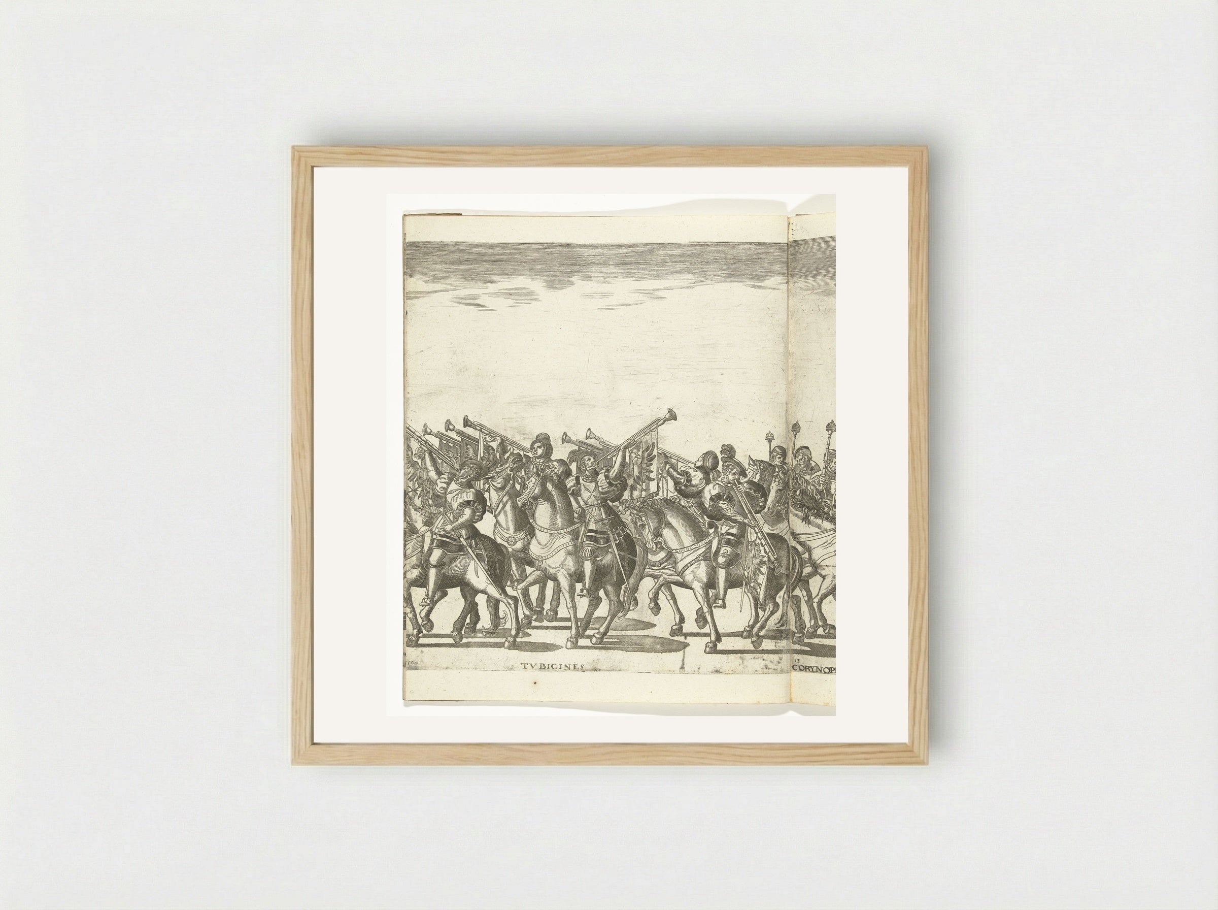 Bazuinen, plaat 12 (Tubicines) - Nicolaas Hogenberg - Framed Print Wood