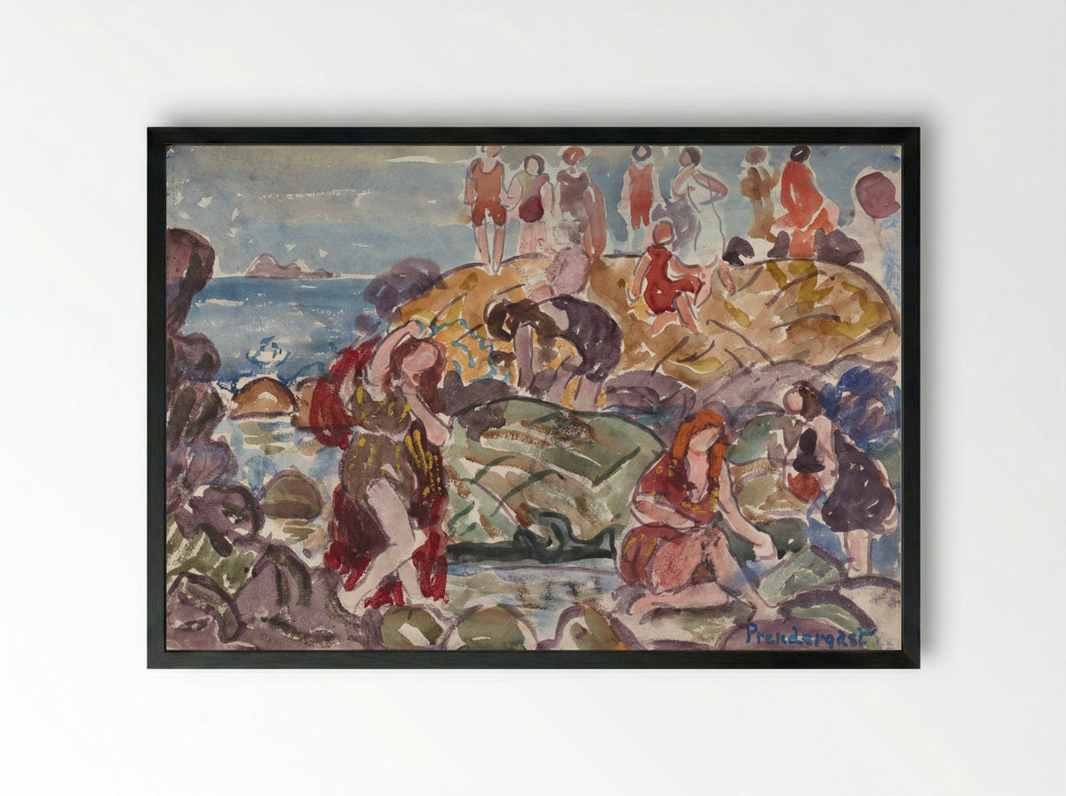 Beach, New England - Maurice Brazil Prendergast - Framed Print Black