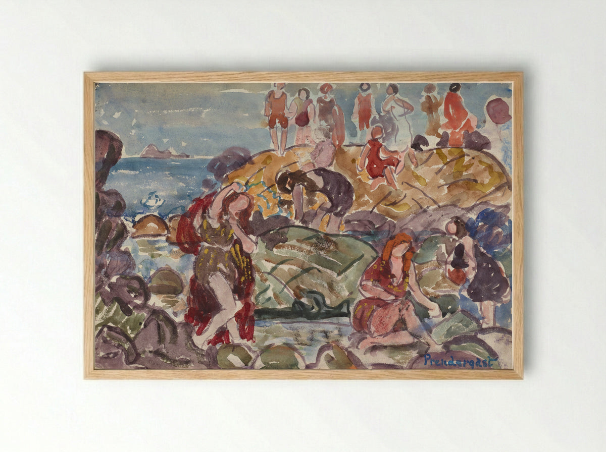 Beach, New England - Maurice Brazil Prendergast - Framed Print Wood