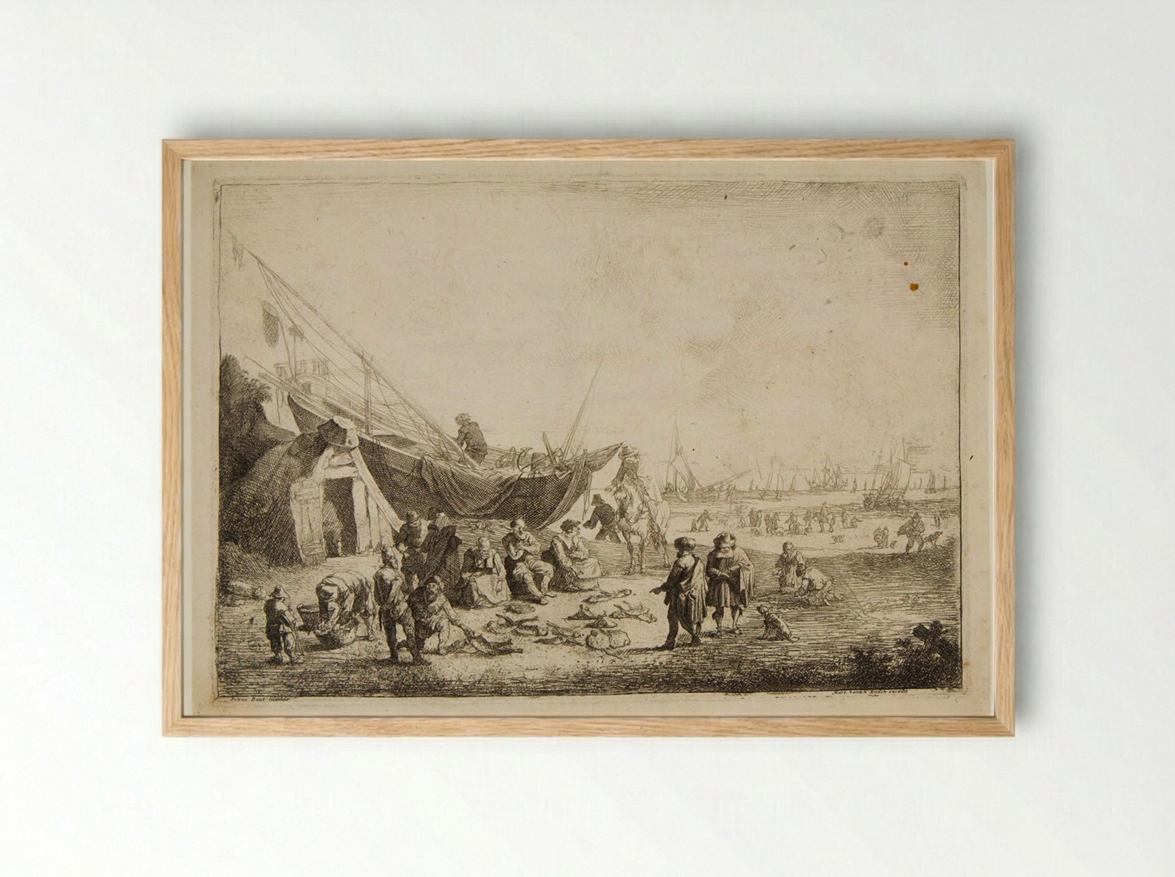 Beach Scene at Scheveningen - Pieter Bout - Framed Print Wood