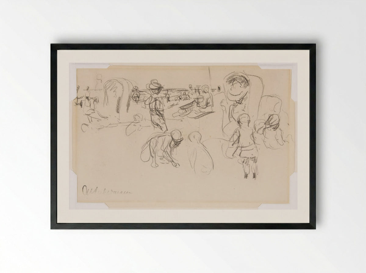 Beach Scene - Max Liebermann - Framed Print Black
