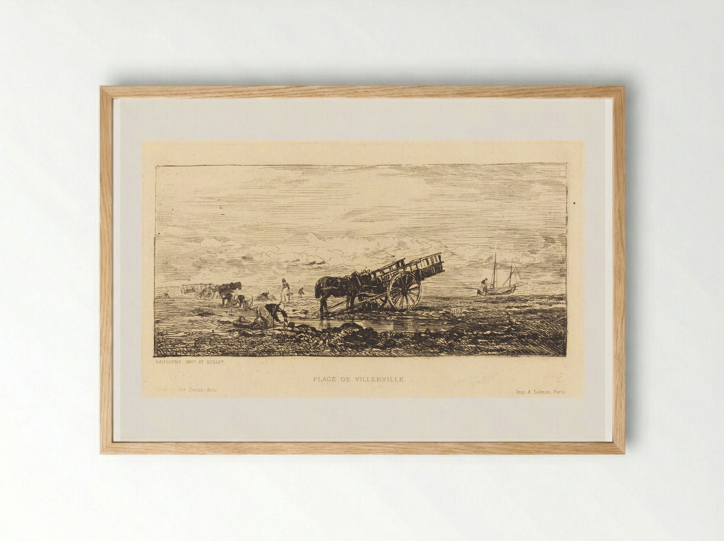 Beach of Villerville - Charles-François Daubigny - Framed Print Wood