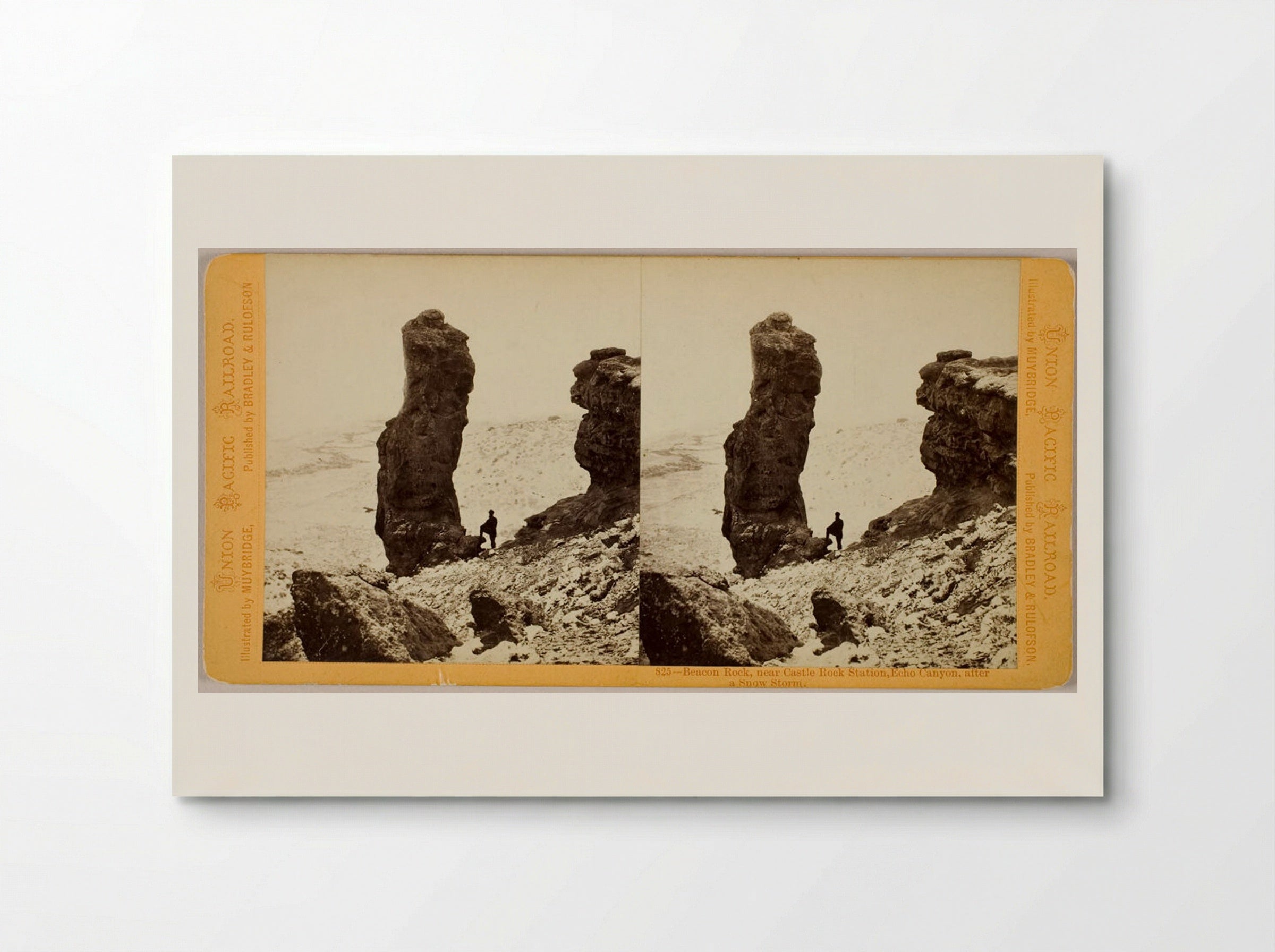 Beacon Rocks, near Castle Rock Station, Echo Canyon, after a snow storm - Eadweard Muybridge - Poster