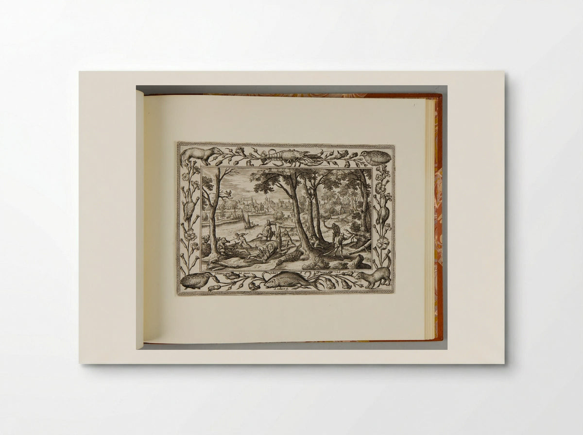 Bear Hunt, with Lobster, Quail, Weasel, and Fish - Adriaen Collaert - Poster