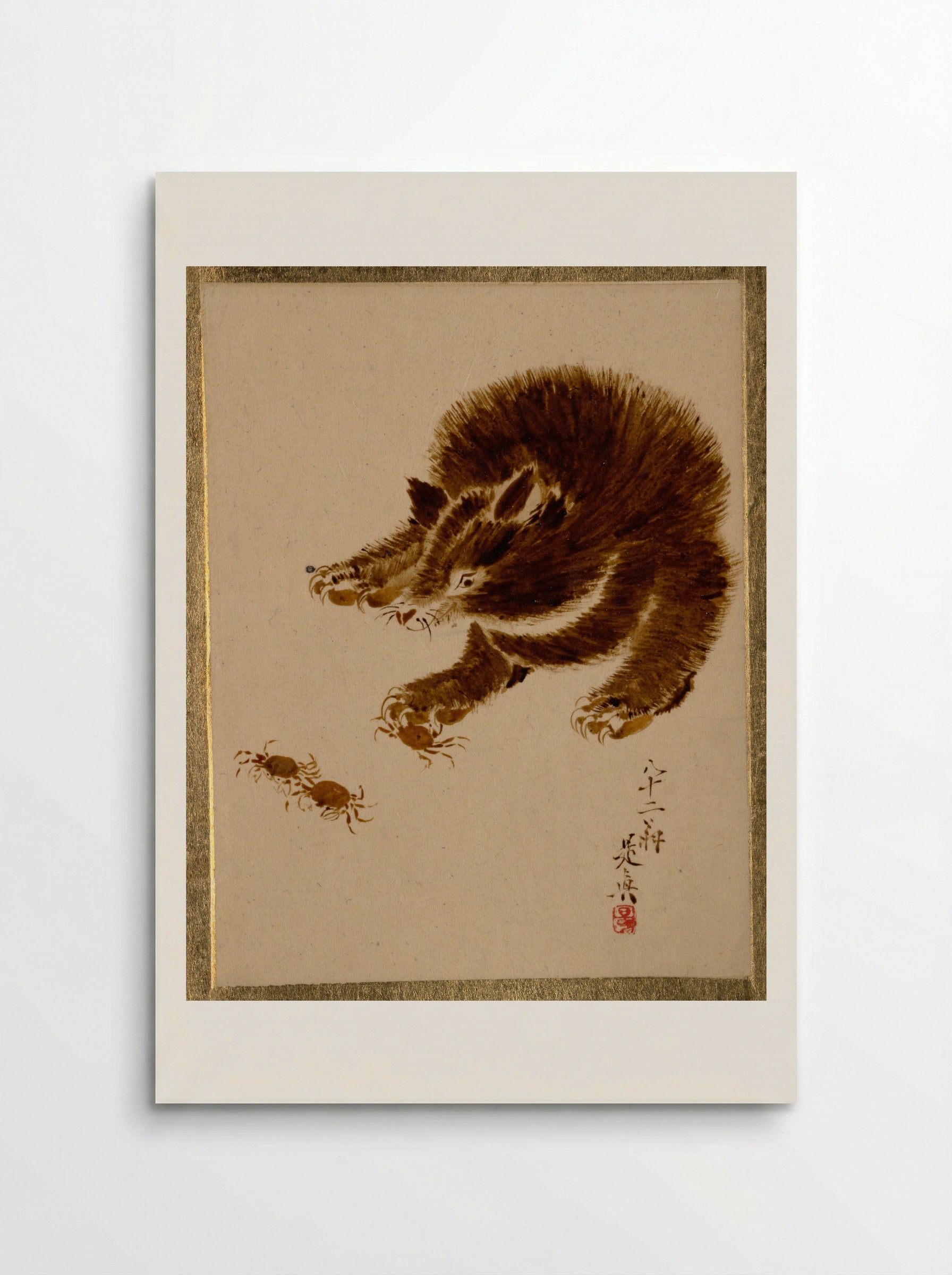 Bear and Crabs - Shibata Zeshin - Poster
