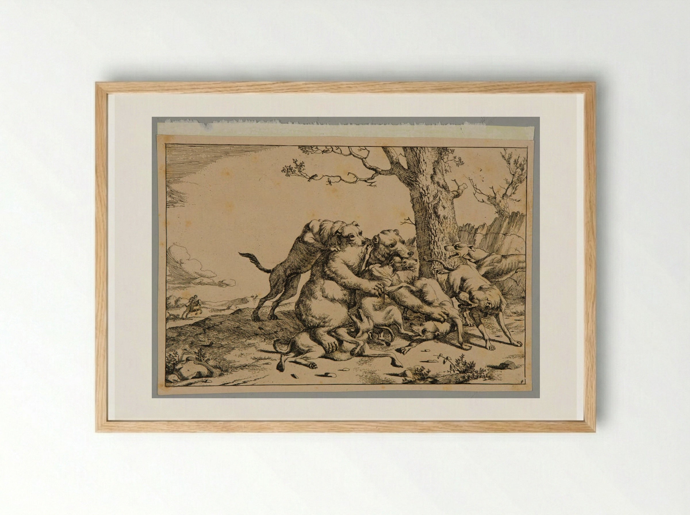 Bear and Dogs - Marcus de Bye - Framed Print Wood