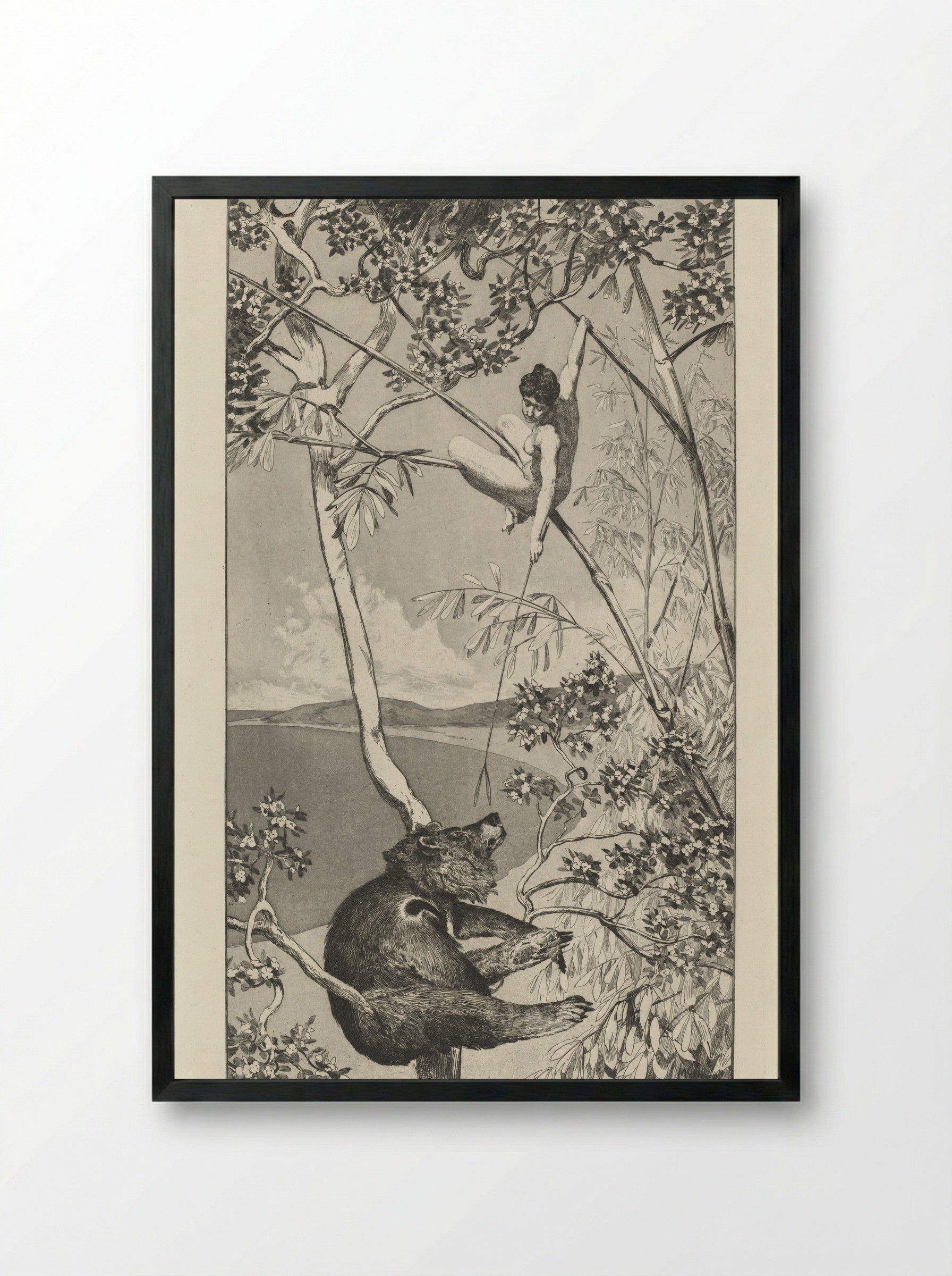 Bear and Elf - Max Klinger - Framed Print Black