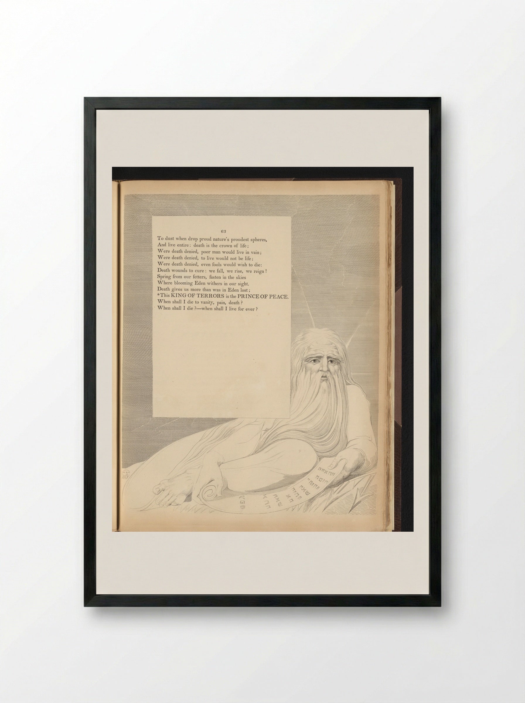 Bearded Man with Scroll - William Blake - Framed Print Black
