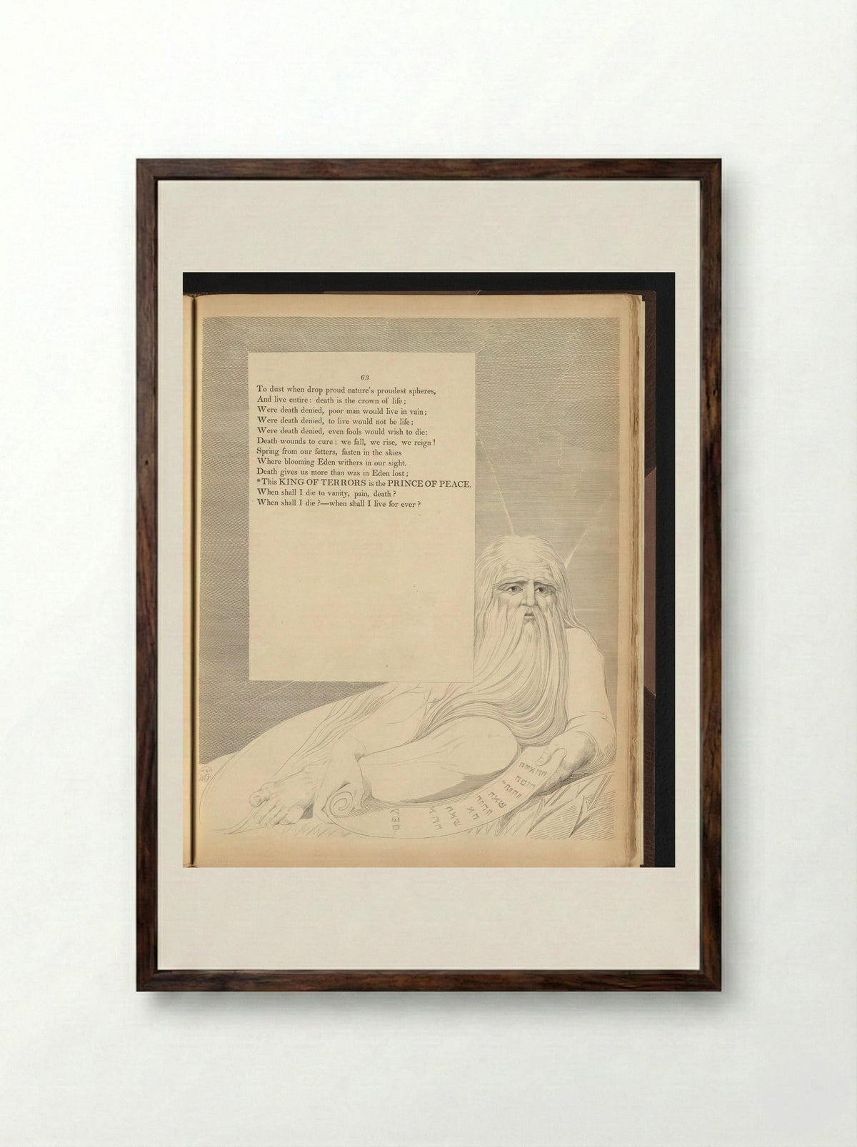 Bearded Man with Scroll - William Blake - Framed Print Dark Wood