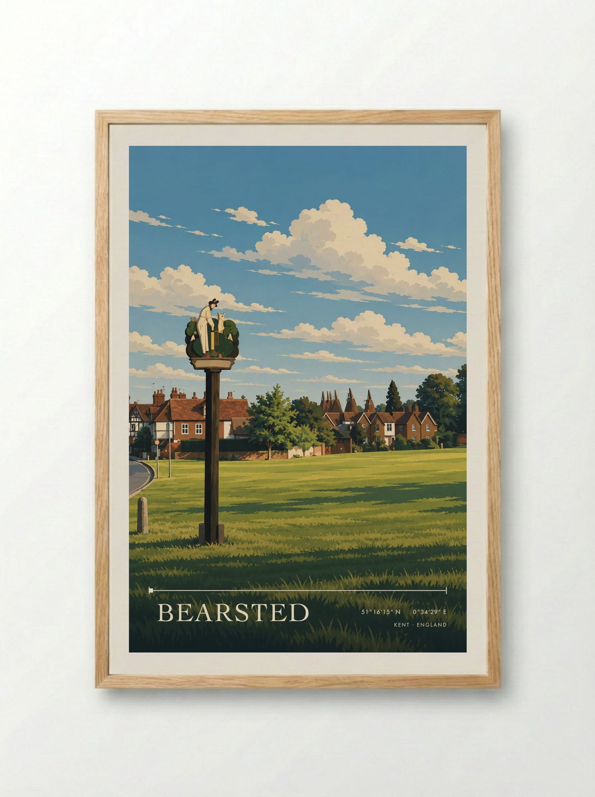 Bearsted, Kent | Travel Poster - Framed Print Wood