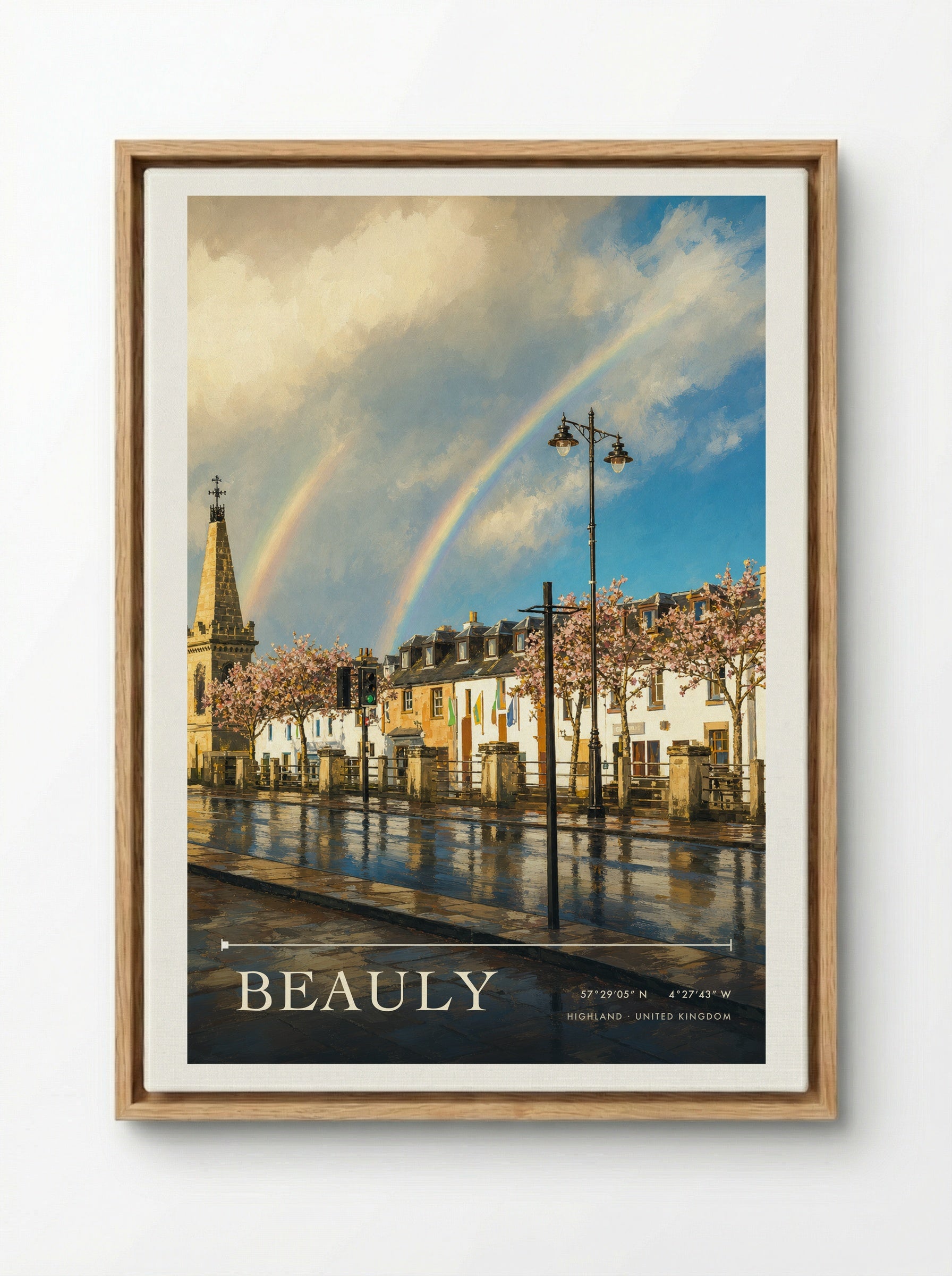 Beauly Highland United Kingdom Travel Poster - Framed Canvas Wood