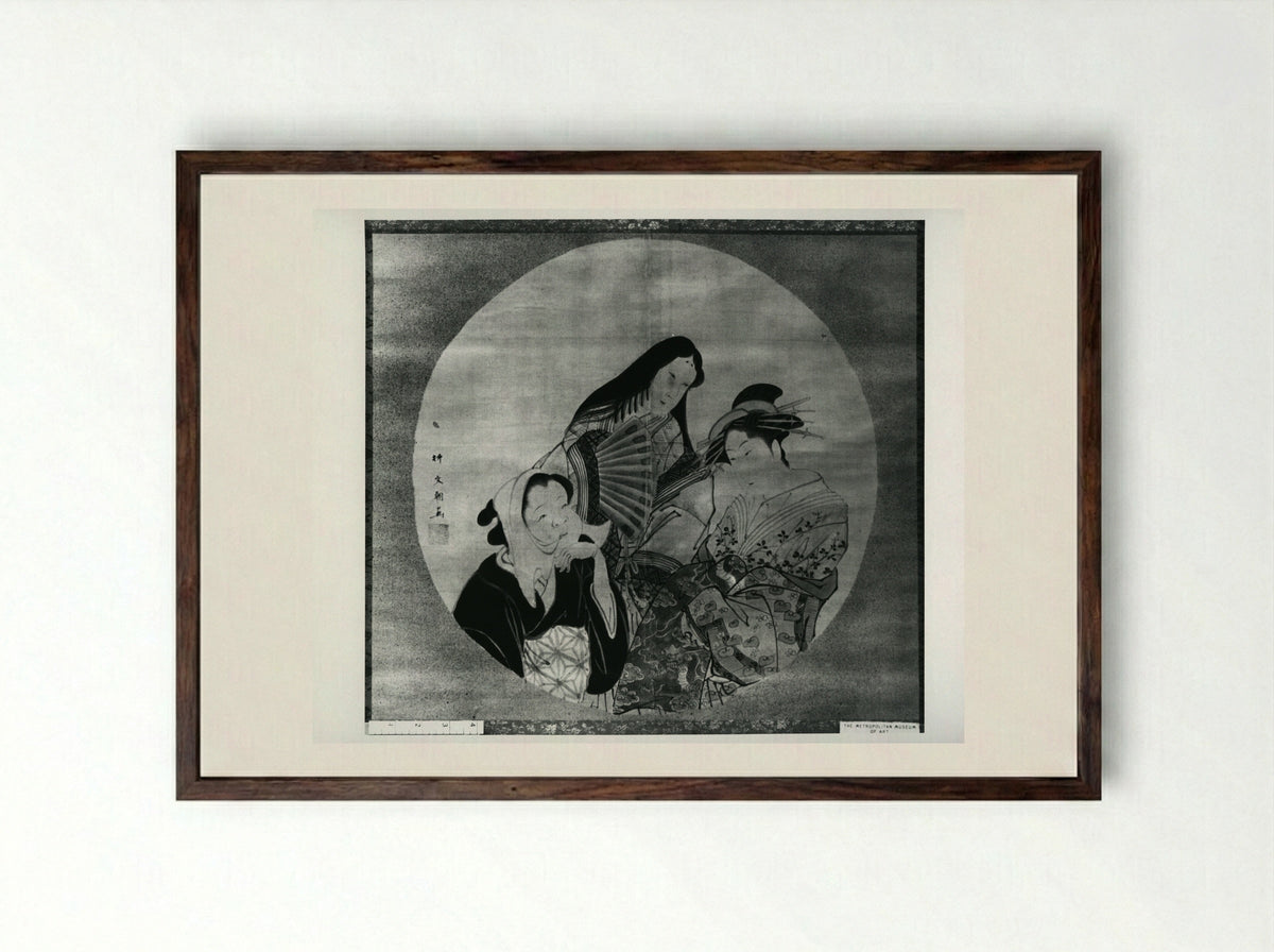 Beauties of the Three Classes - Yanagi Buncho II - Framed Print Dark Wood