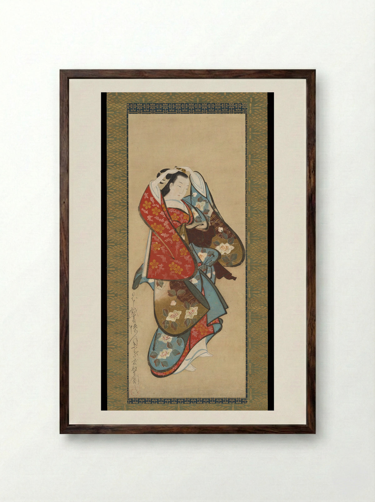Beautiful Woman - Kaigetsudō Dohan - Framed Print Dark Wood