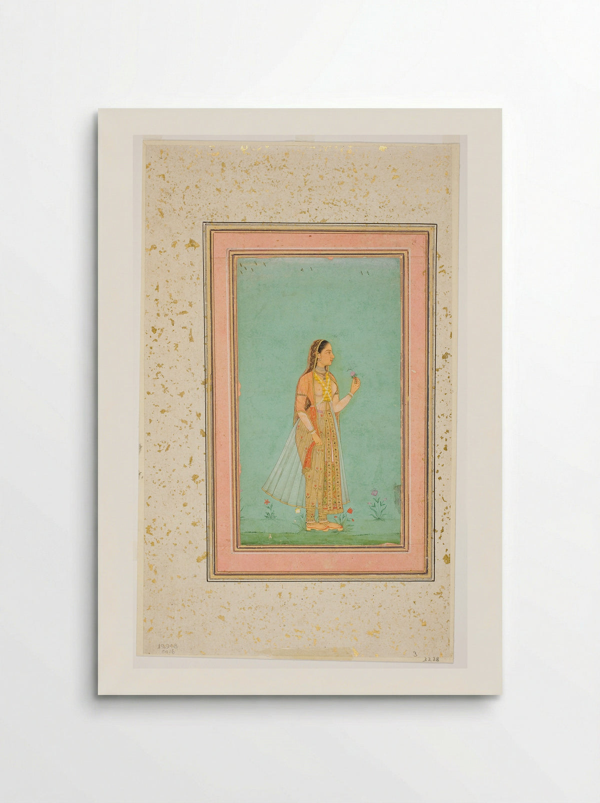 Beauty Holding a Flower - Mughal School - Poster