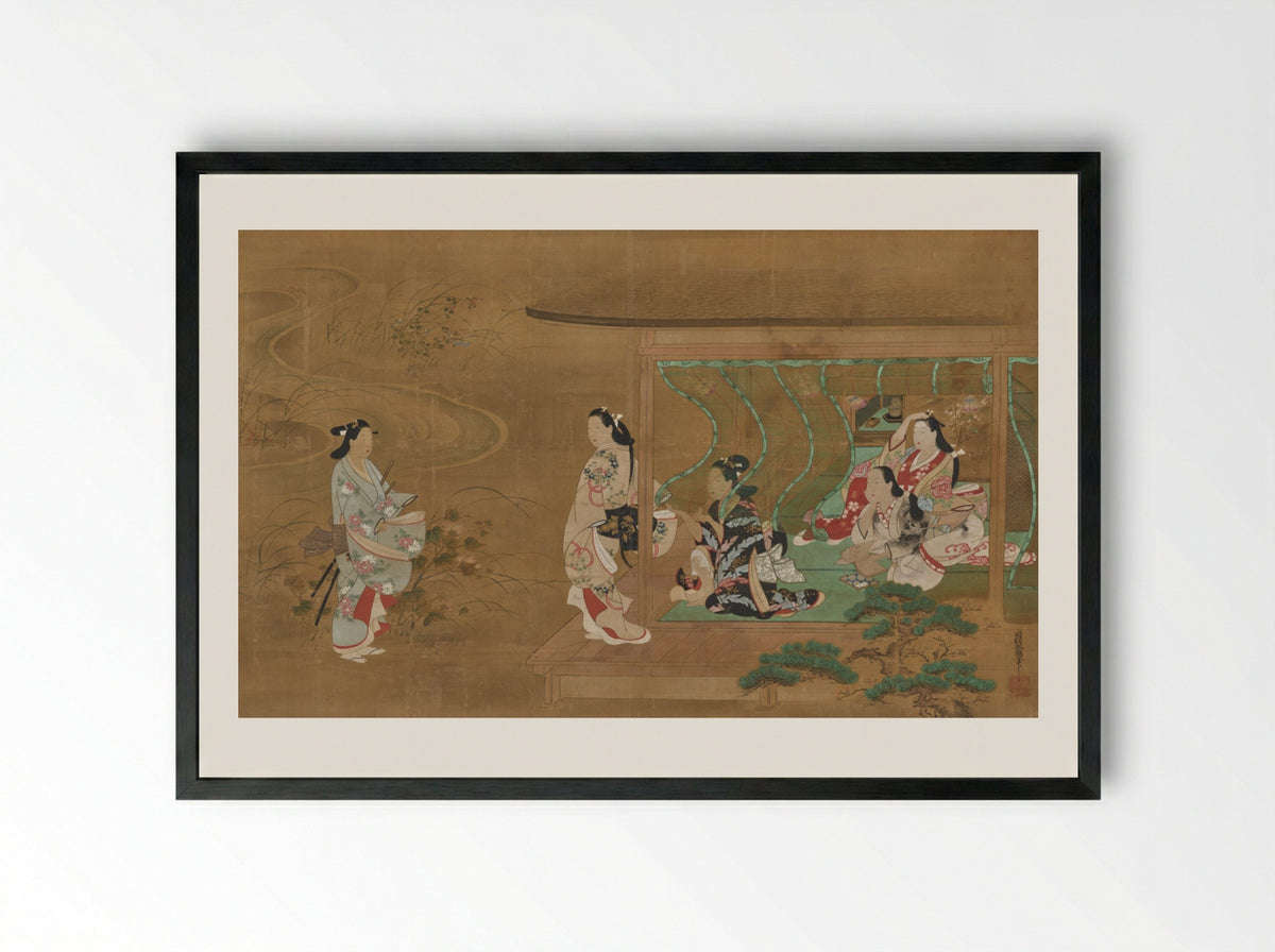 Beauty Receiving a Visitor - Tamura Suio - Framed Print Black