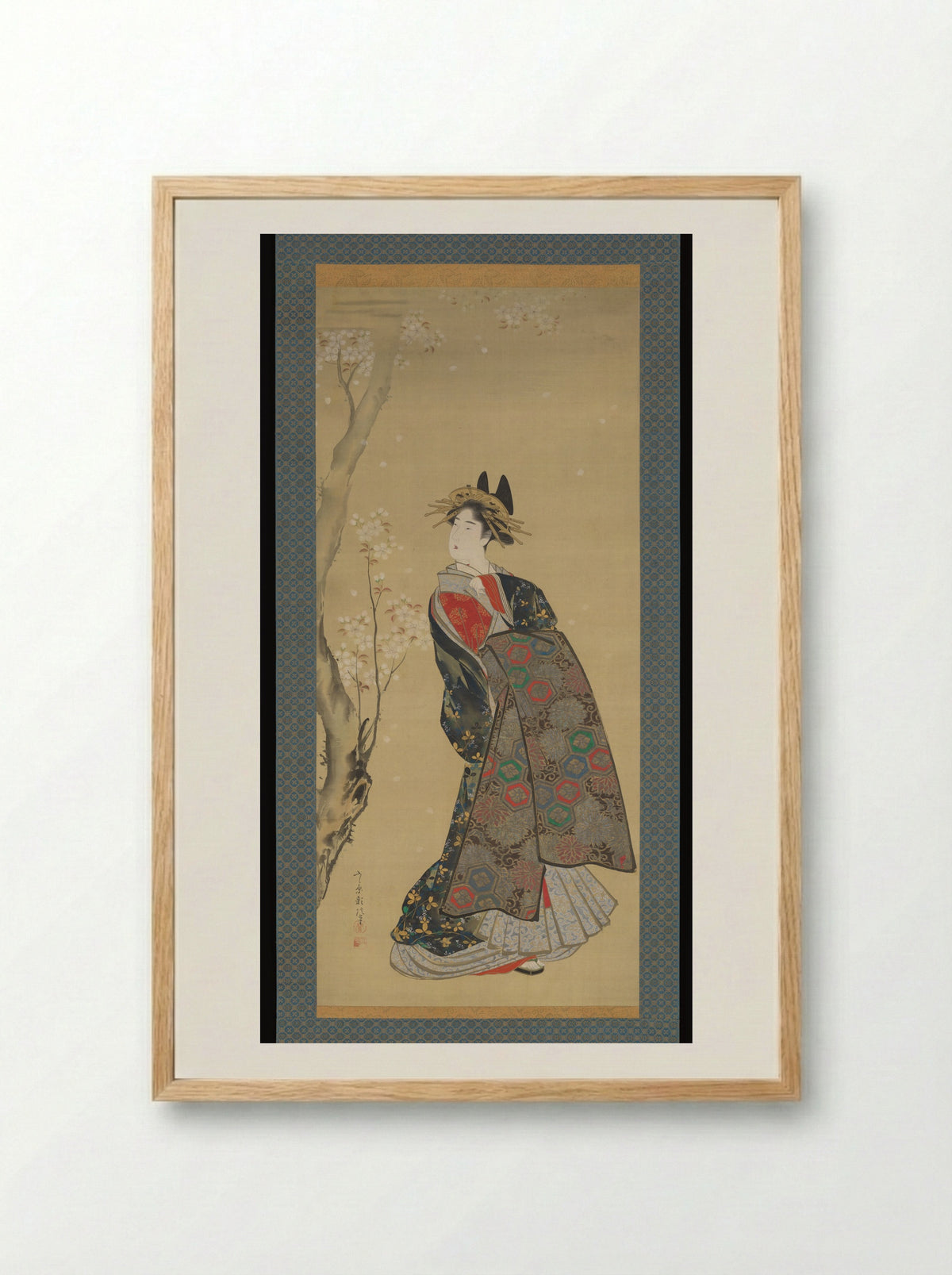 Beauty of the Season; Spring - Fujiwara Chikanobu - Framed Print Wood