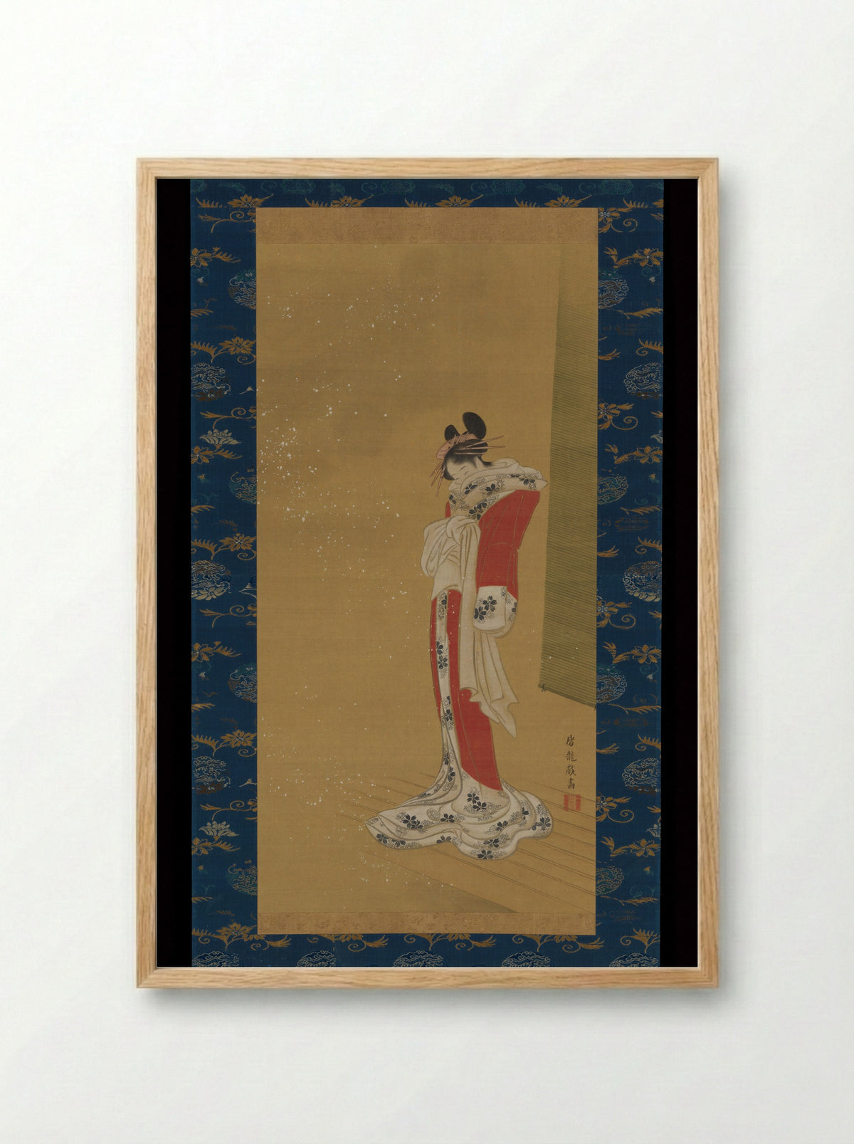 Beauty on a Veranda in Snow - Sakai Hōitsu - Framed Print Wood